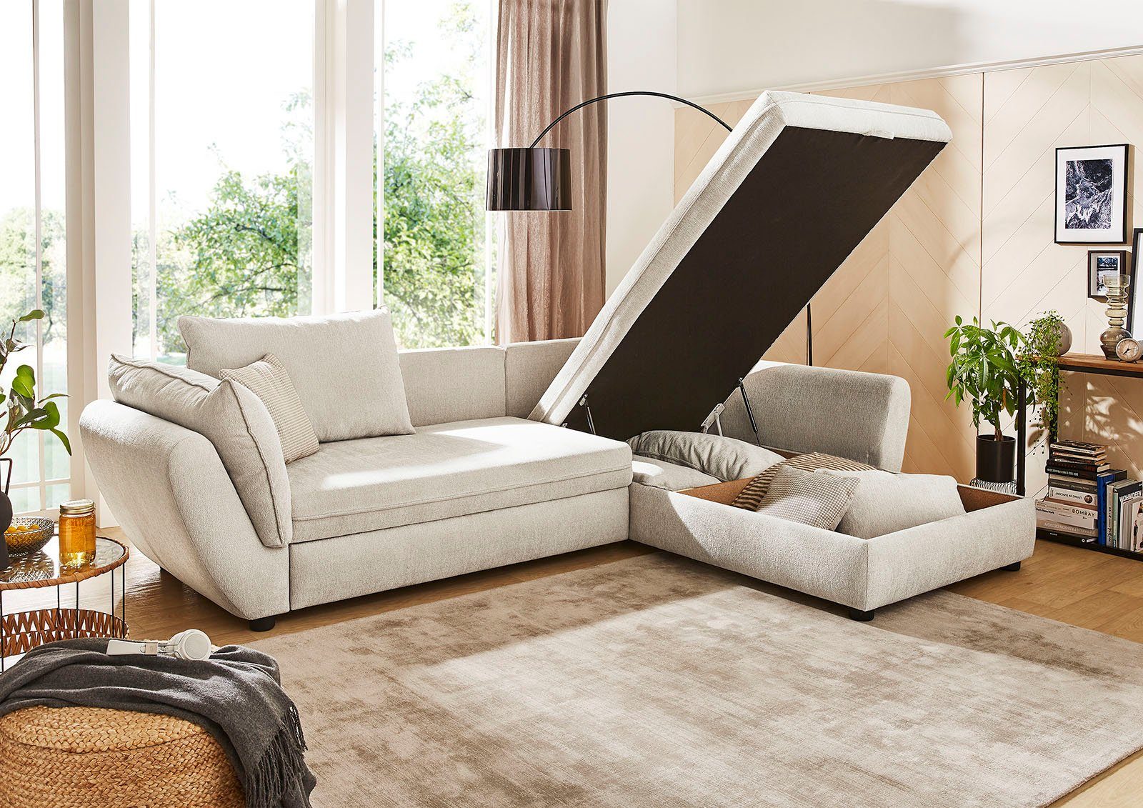 Jockenhöfer Gruppe Hoekbank Jerez L-vorm met bed- en relaxfunctie, opbergvak/bedlade, golfvering, ottomane