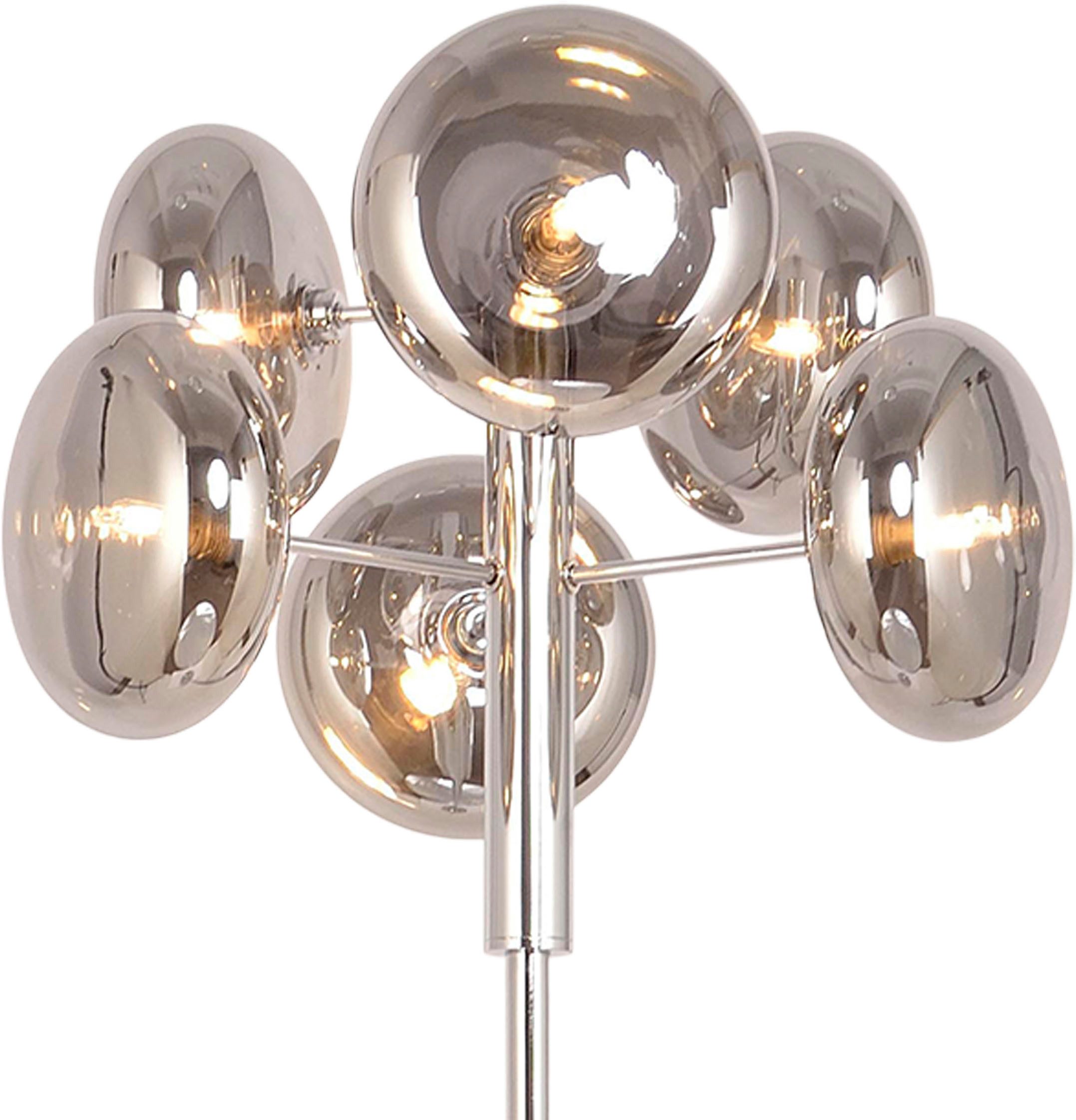 näve Staande lamp ORION 6-armig, g9, glazen kappen rook/chroom, toevoer 200cm met voetenschakelaar (1 stuk)