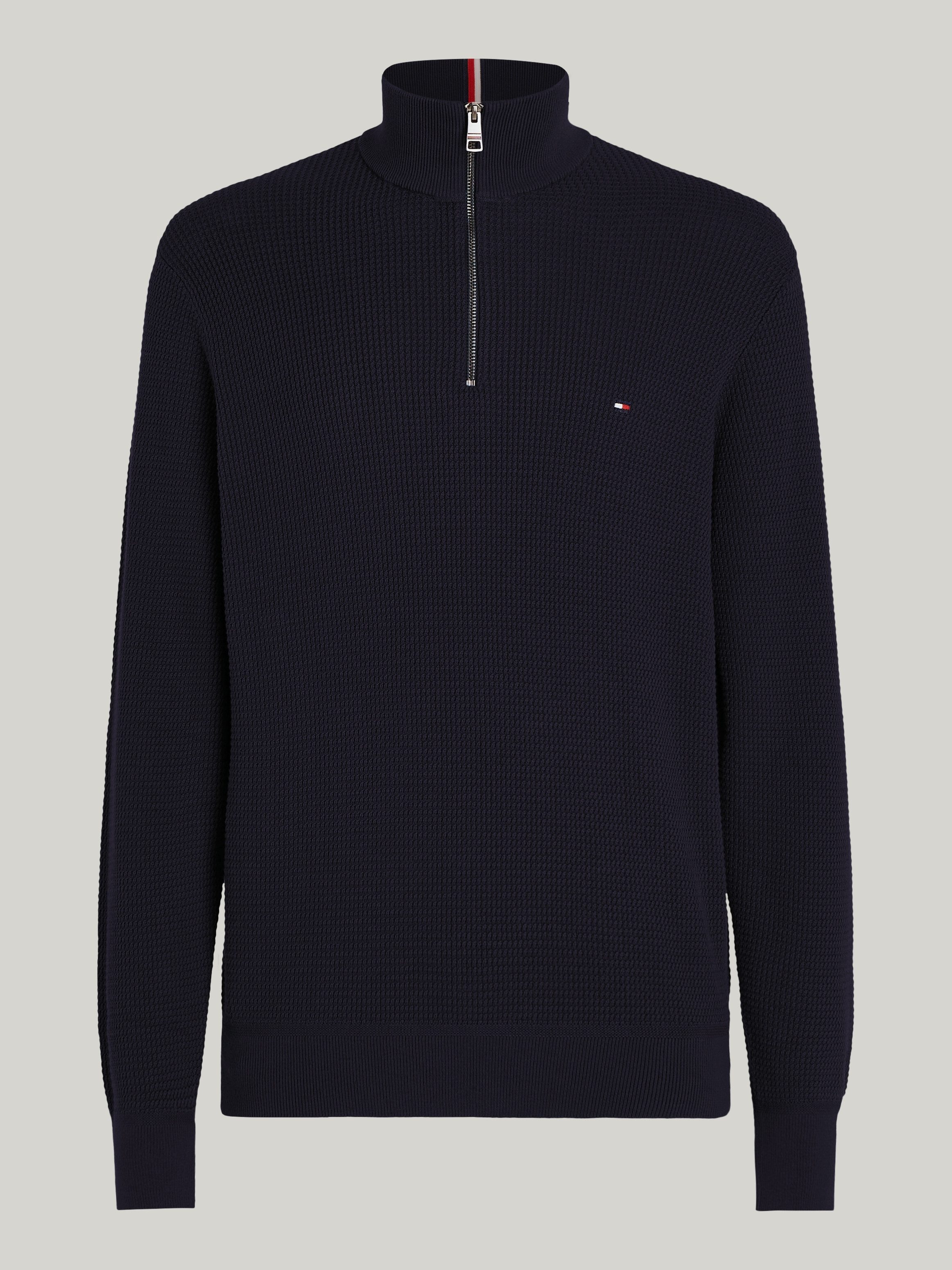 Tommy Hilfiger Gebreide trui REFINED STRUCTURE ZIP MOCK