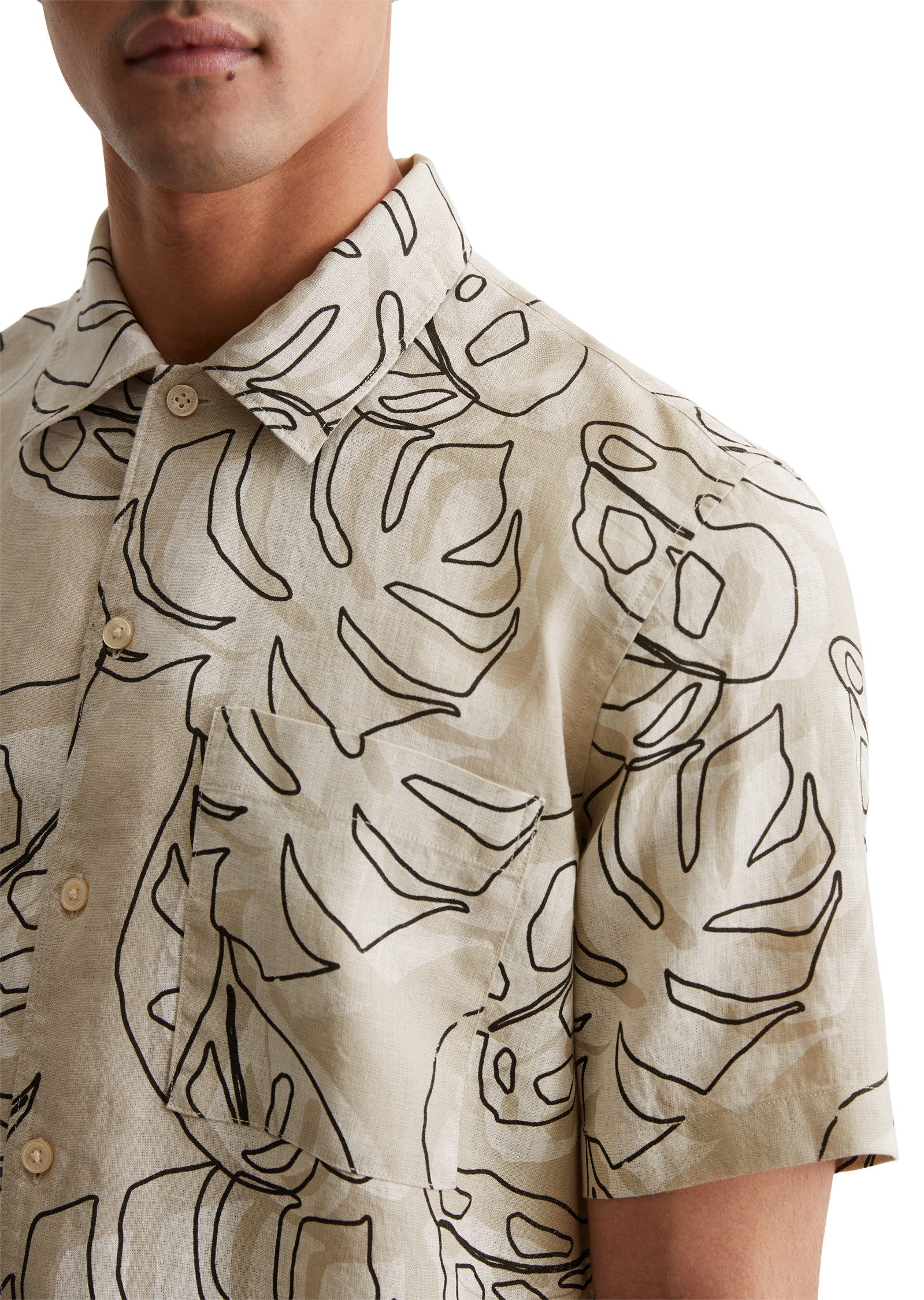 Marc O'Polo Linnen overhemd met gebloemde all-over print