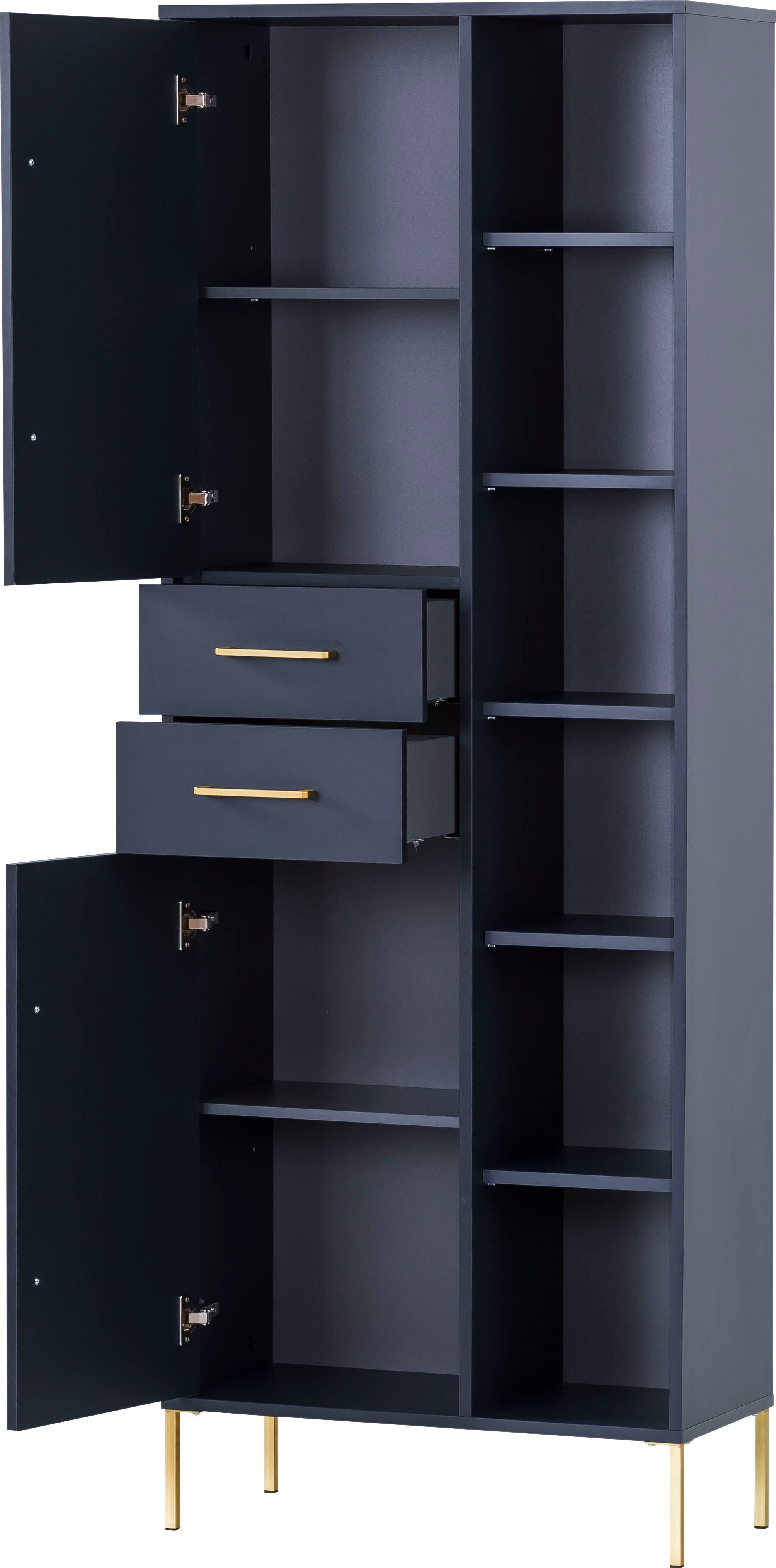 welltime Hoge kast Kent met goudkleurige handgrepen