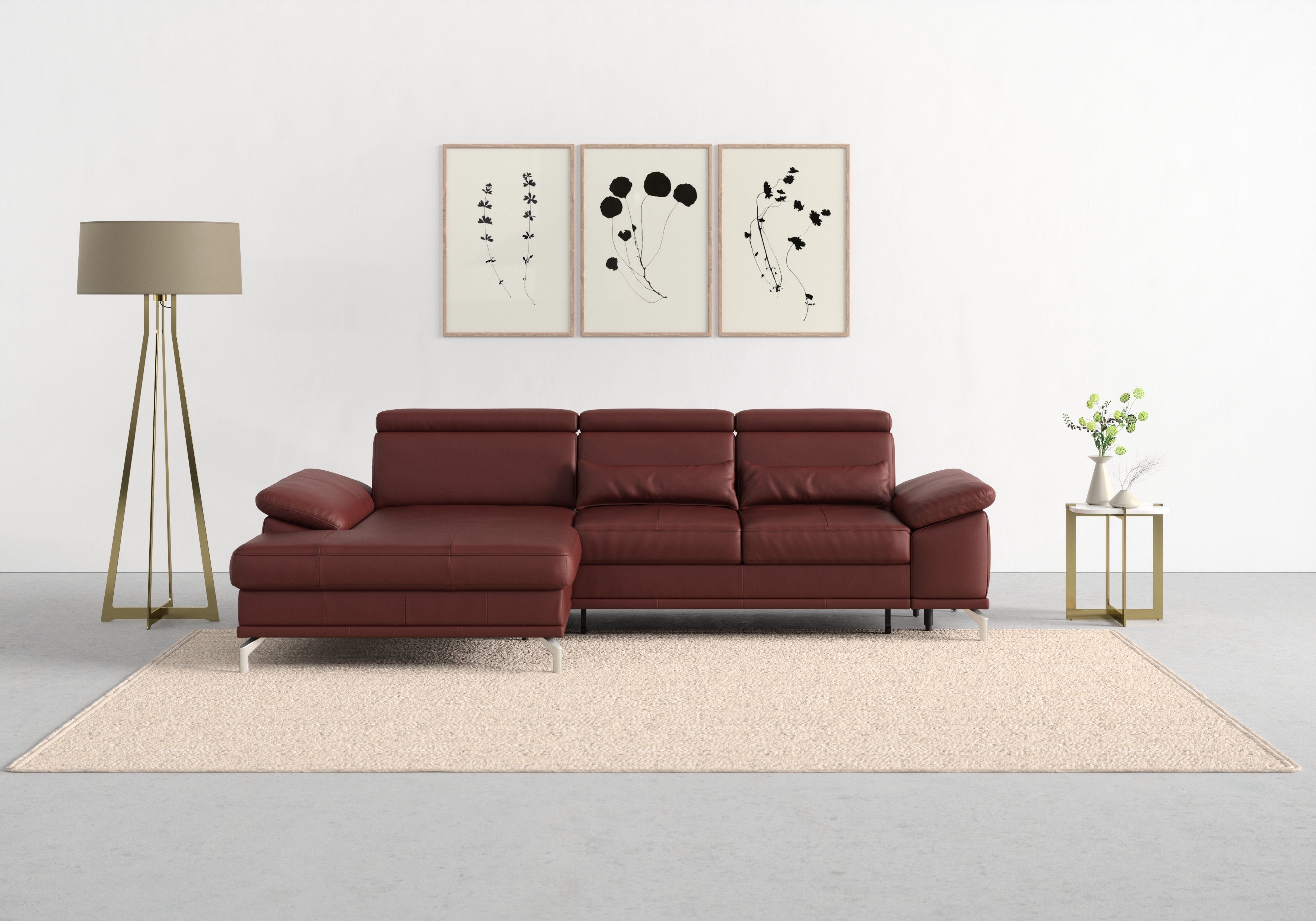 sit&more Hoekbank Cabrio L-vorm, B: 295 cm, met zitdiepte-, arm- & hoofdverstelling