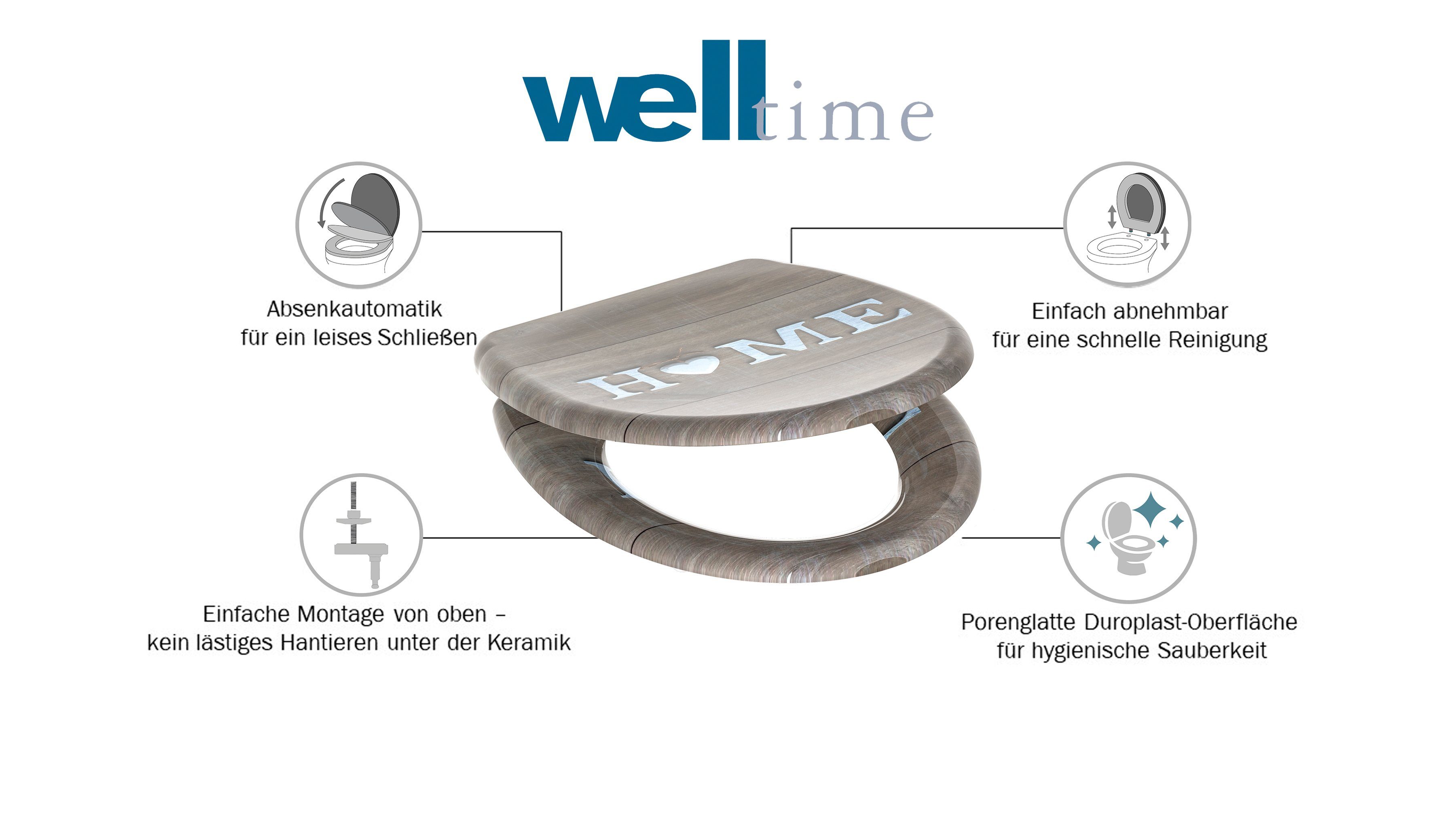 welltime Toiletzitting Home afneembaar, softclosemechanisme, breukbestendig, krasvast, snelsluiting