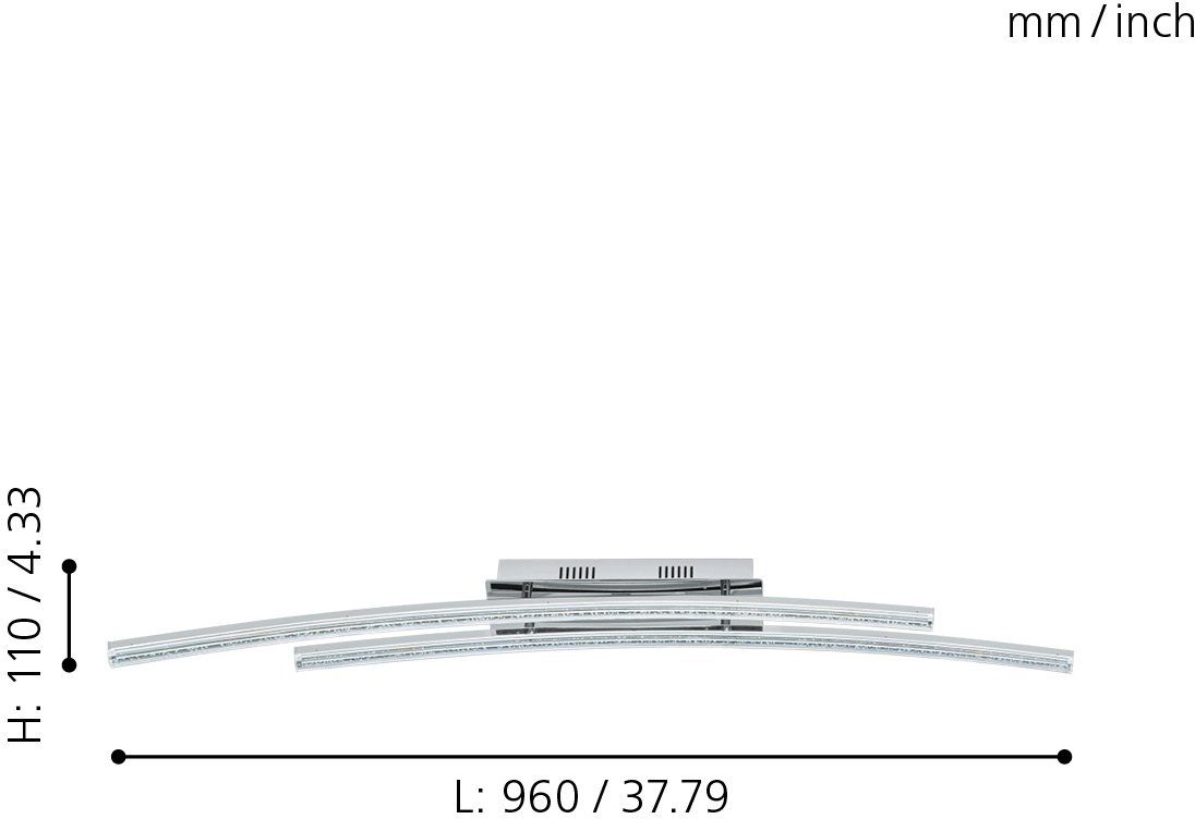 EGLO Led-plafondlamp PERTINI Plafondlamp, Lamp voor de woonkamer modern, plafond in chroom, transparant
