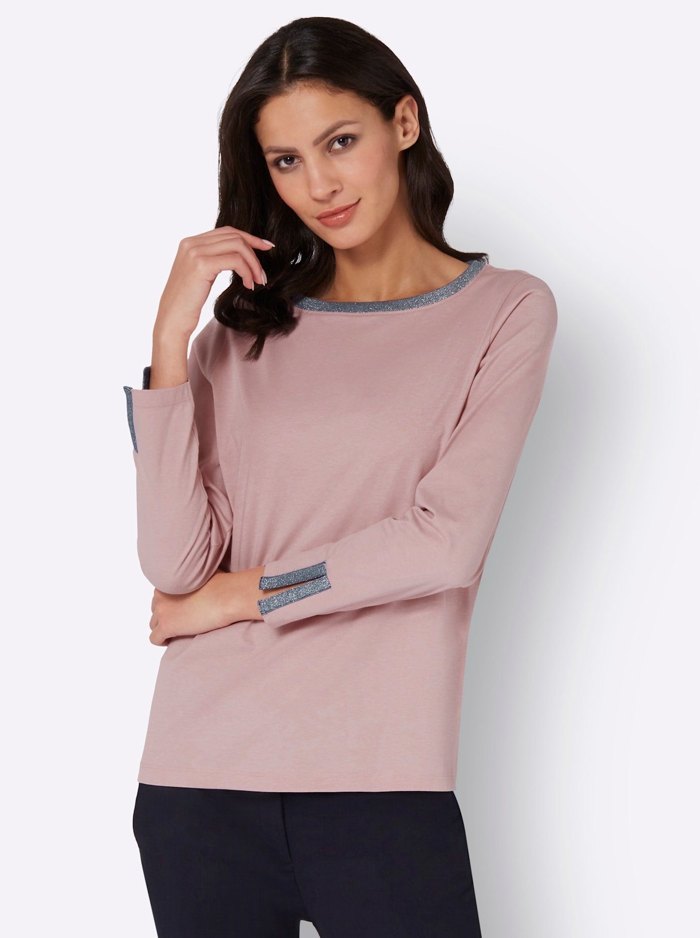 Classic Basics Shirt met lange mouwen U-Boot Shirt (1-delig)
