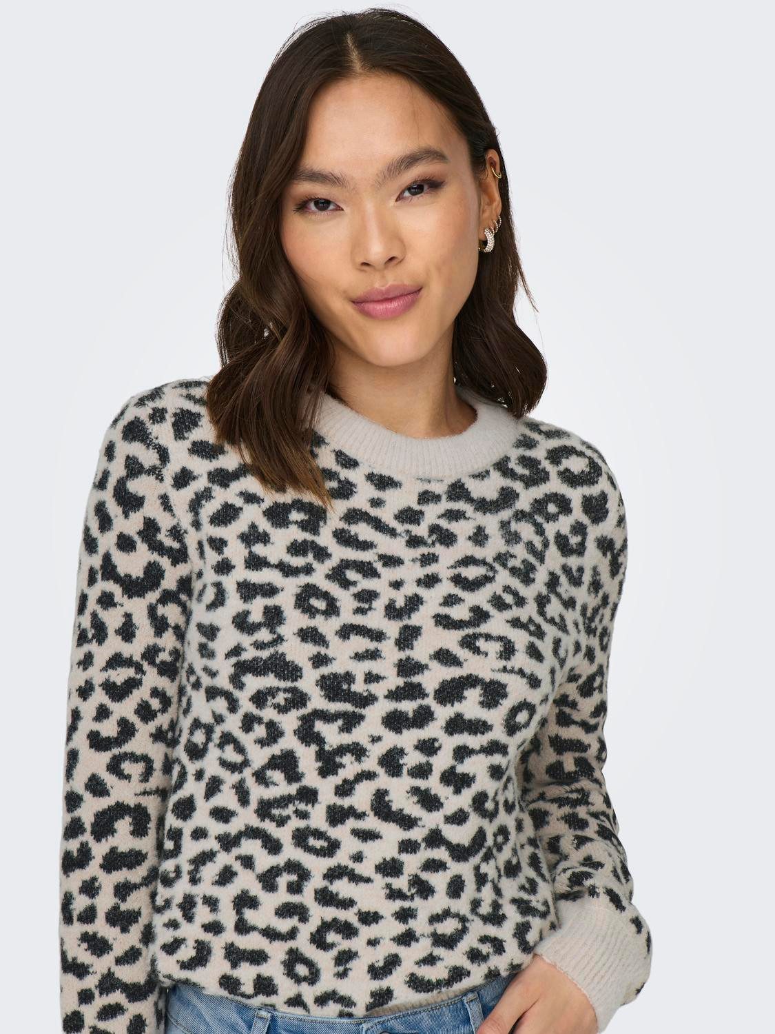 JDY Gebreide trui JDYLORRAINE ANIMAL L/S PULLOVER KNT NOOS