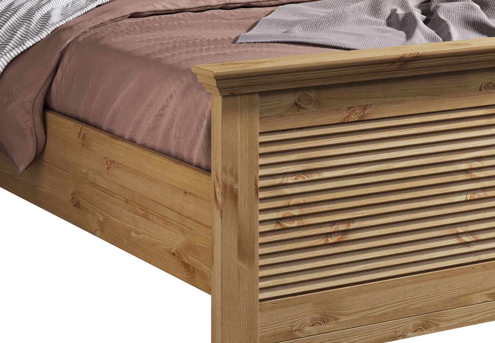Home affaire Bed Rauna, landhuisstijl, elegant design met lamellen en kassetten, 2 kleuren