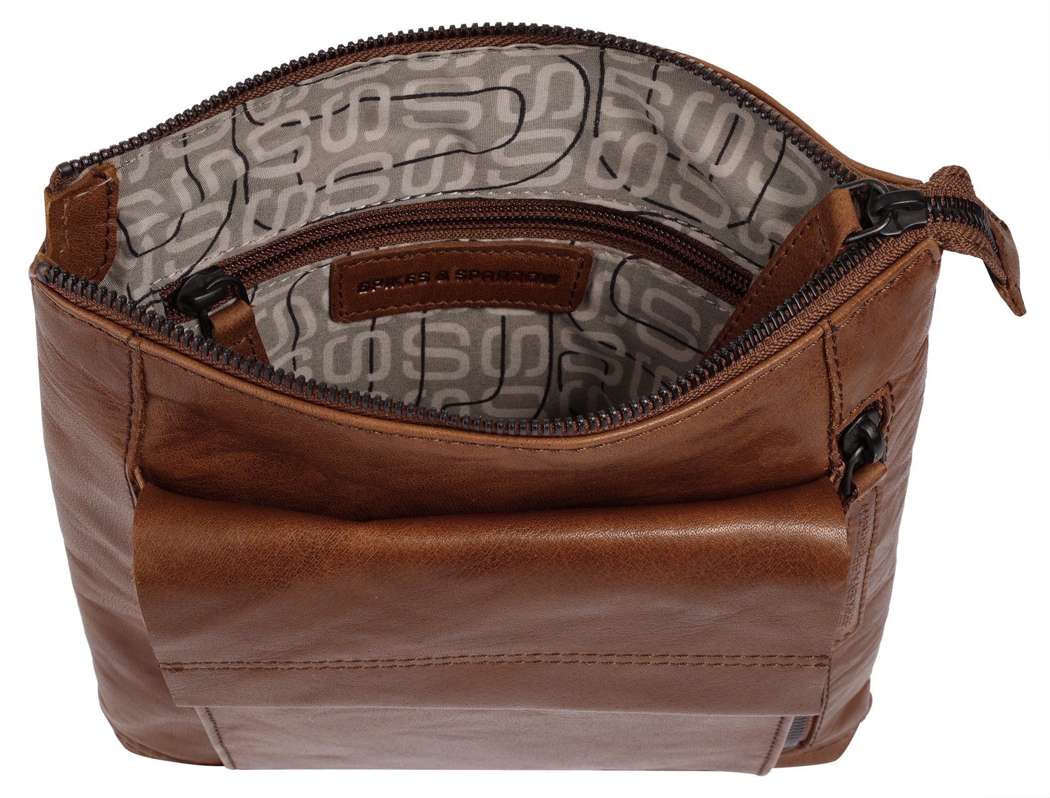 Spikes & Sparrow Schoudertas echt leder