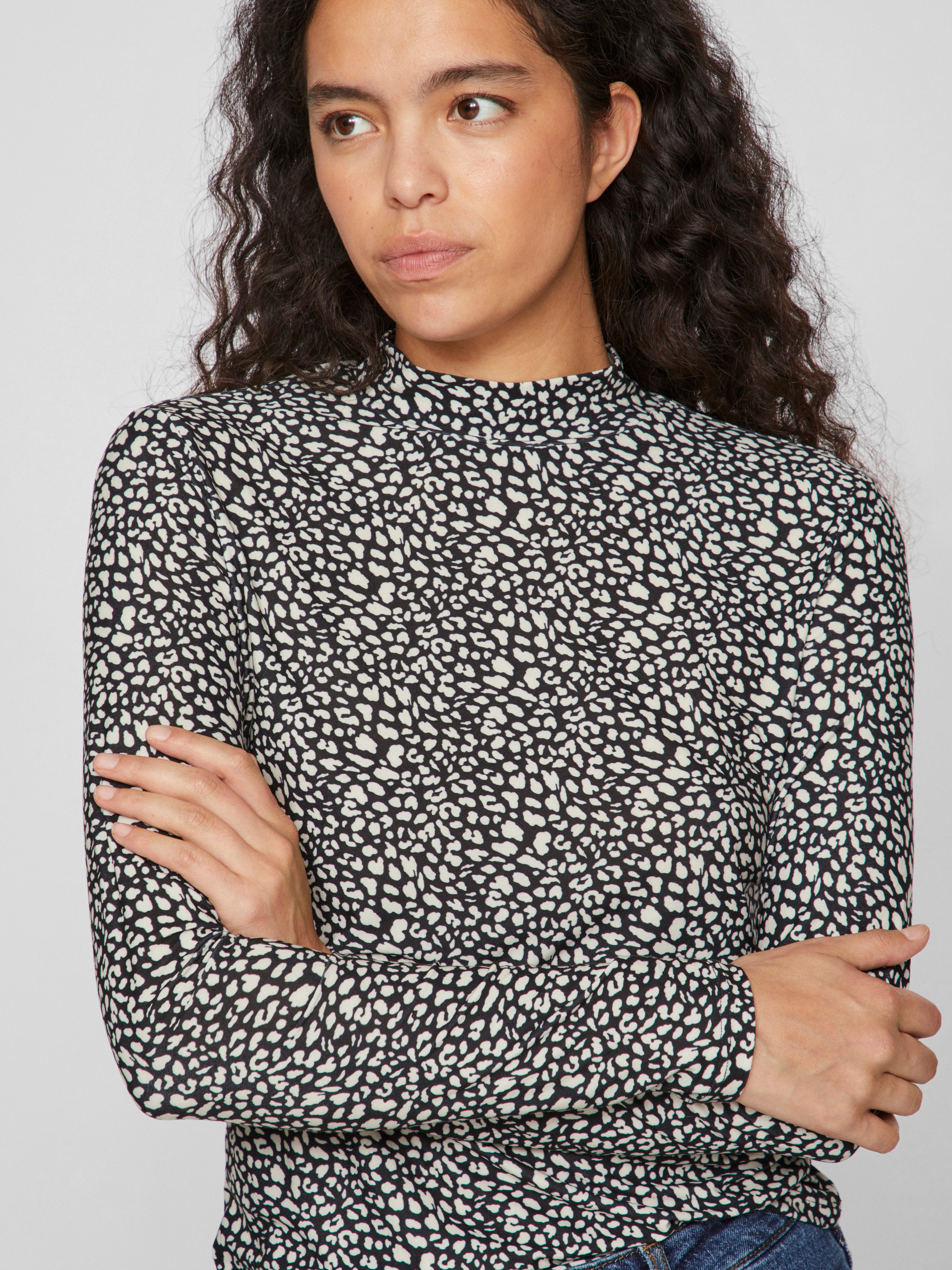 Vila Shirt met staande kraag VILEOA L S ROLLNECK TOP NOOS