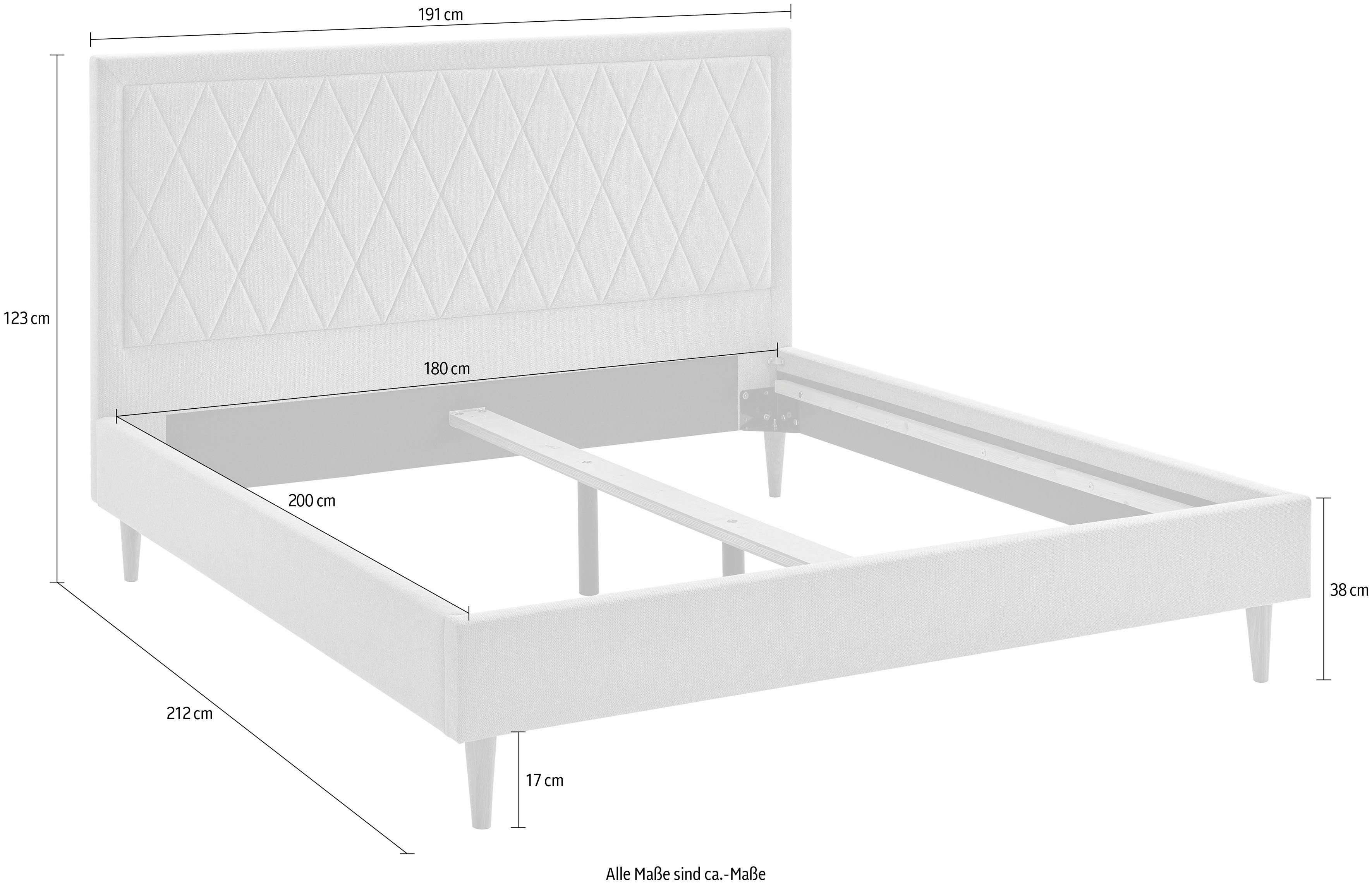 ATLANTIC home collection Gestoffeerd bed Paulin met doorgestikt hoofdbord