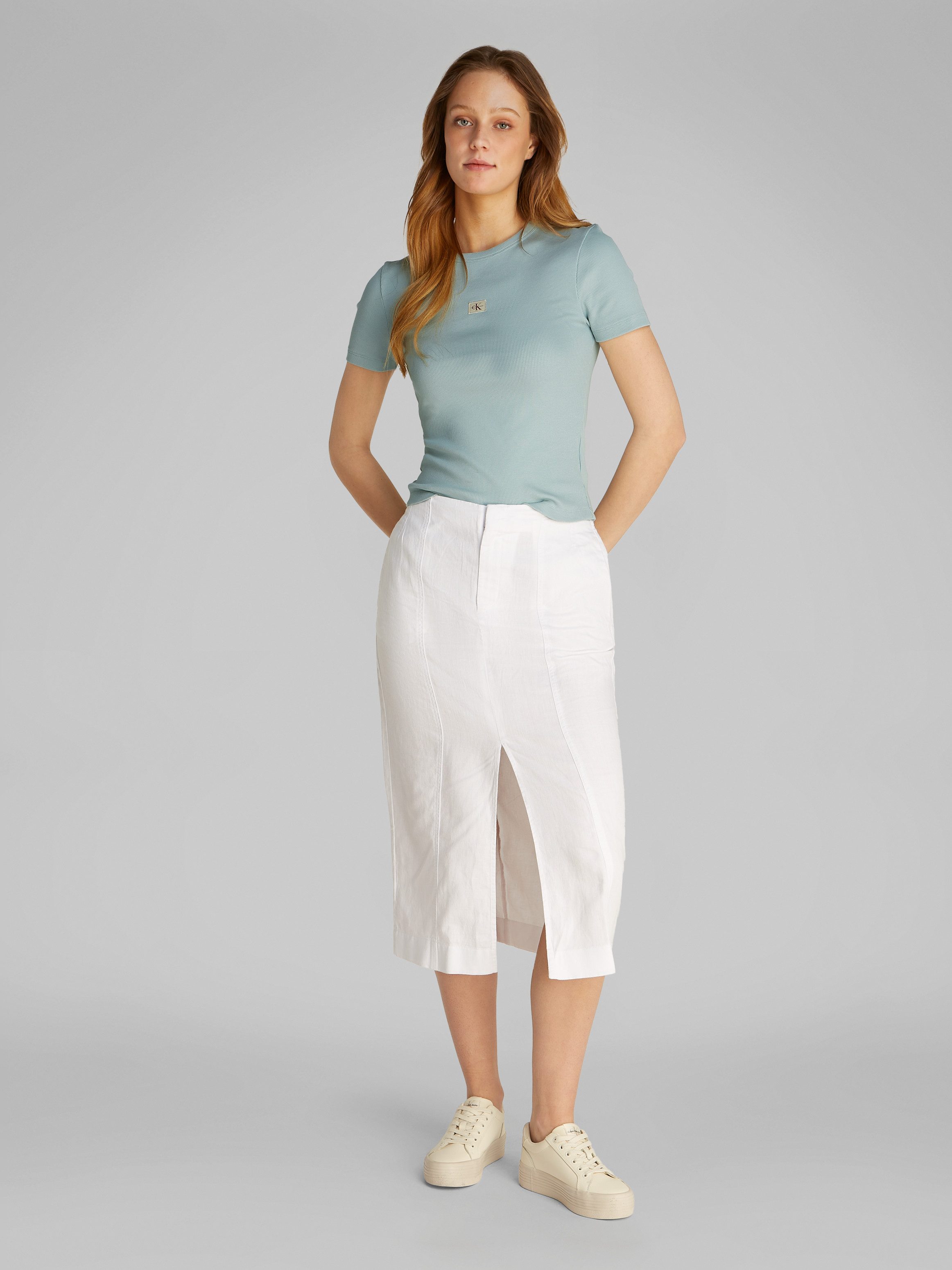 Calvin Klein T-shirt WOVEN LABEL RIB FITTED TEE