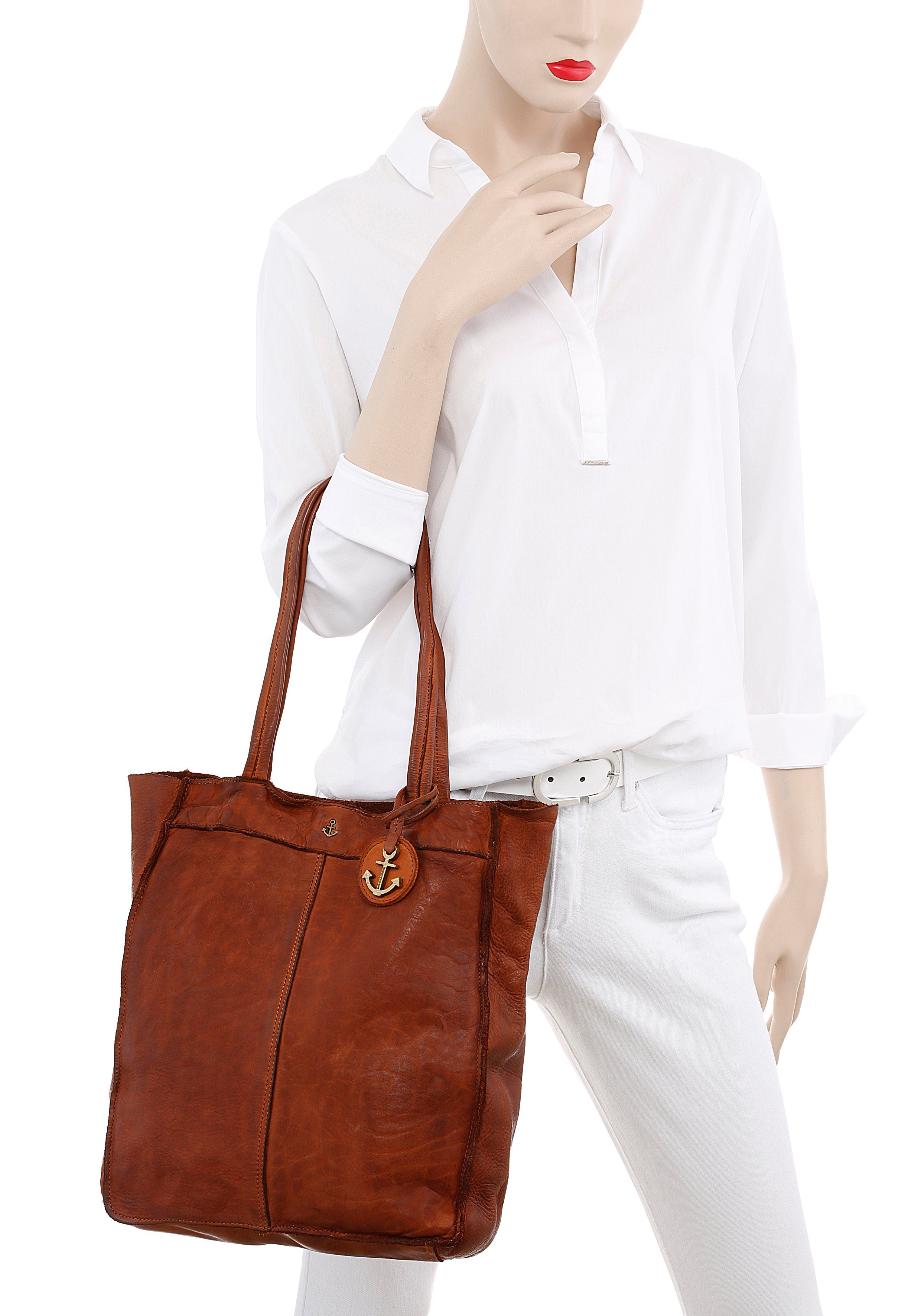HARBOUR 2nd Shopper Elbe 1 van leer met kenmerkende merk-anker-label en sierhanger