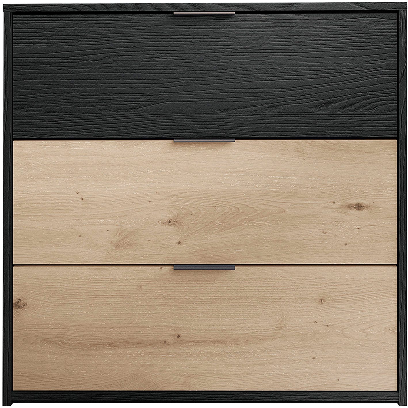 byLIVING Ladekast Rimini Melamine eiken zwart en artisan eiken, 3 lades, breedte 80 cm