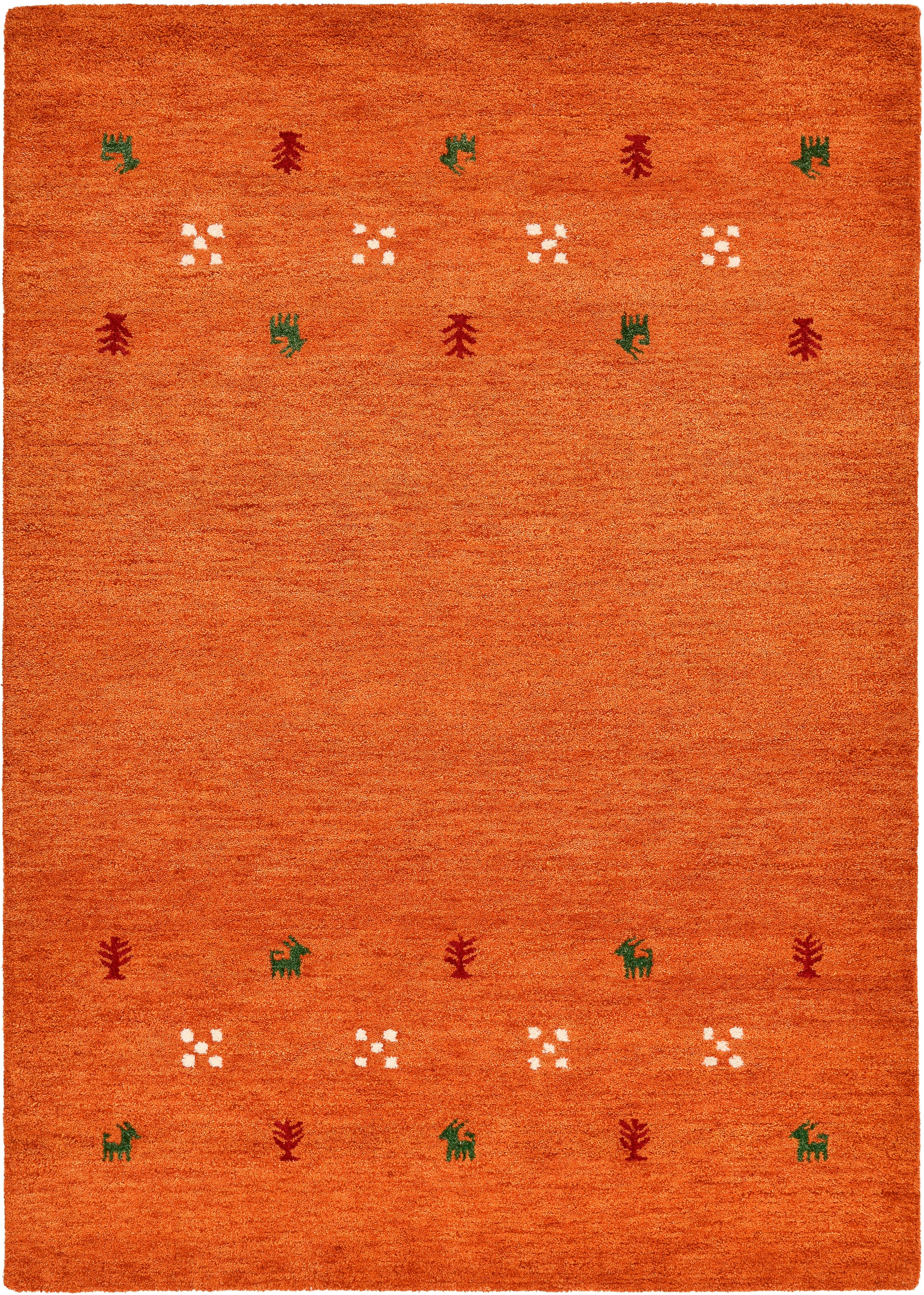 THEKO Wollen kleed Gabbeh motief, handgeweven tapijt, dierenmotief, 100% wol, handgeweven