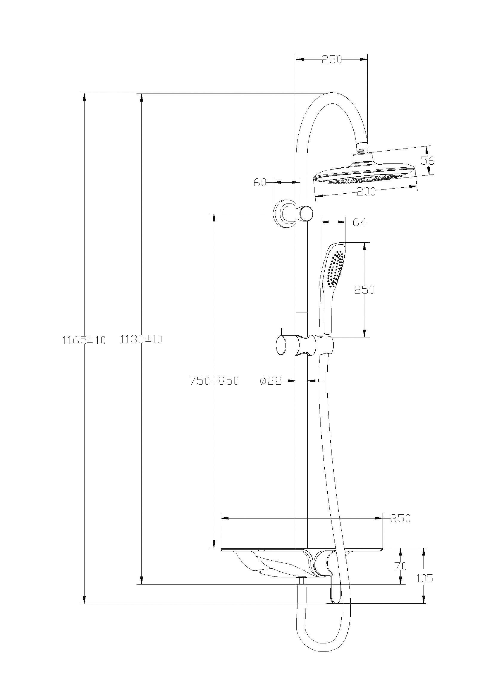 Schütte Slang en handdouche Waterway Douchesysteem met kraan en regendouche, chroom/wit