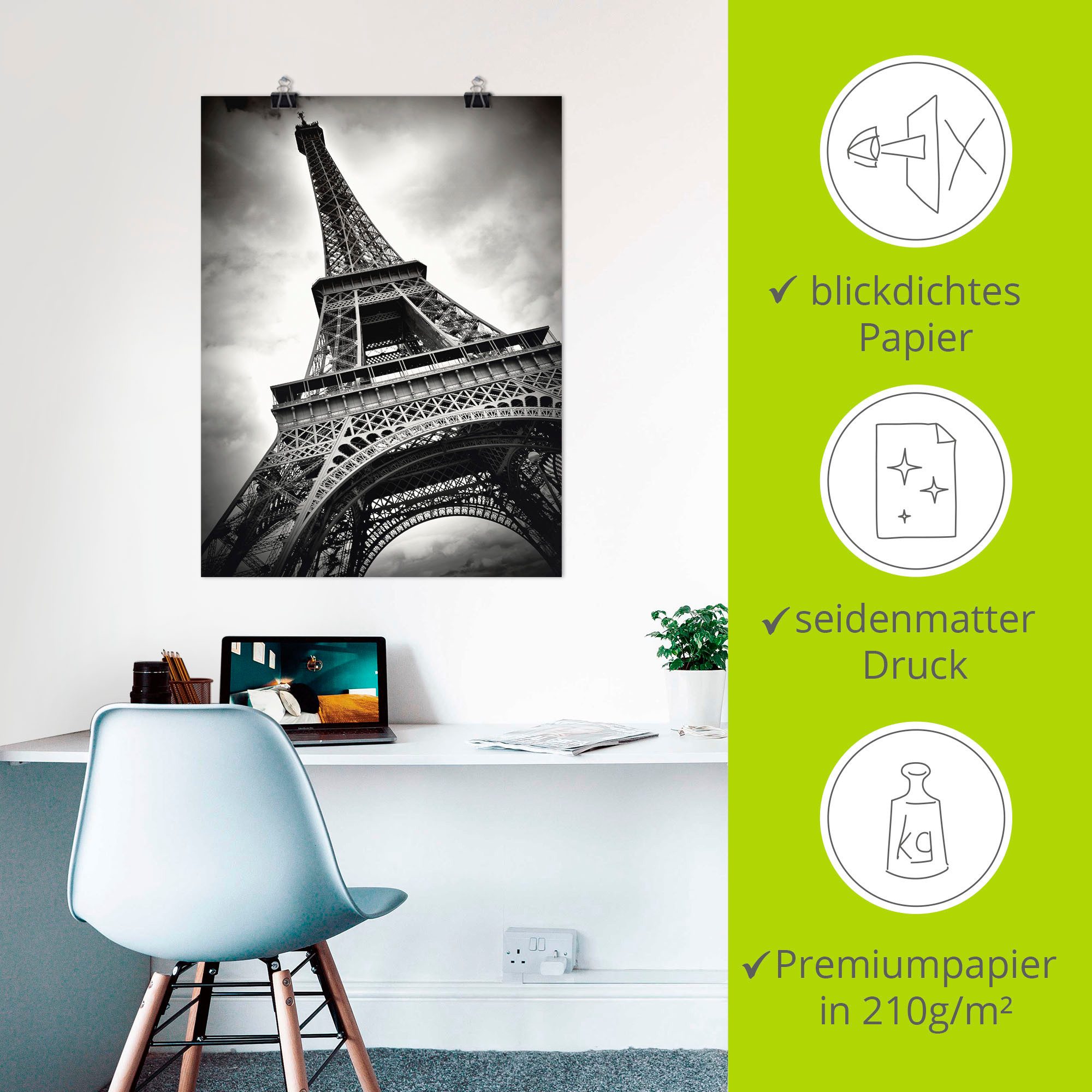 Artland Artprint Eiffeltoren Parijs als artprint op linnen, poster in verschillende formaten maten