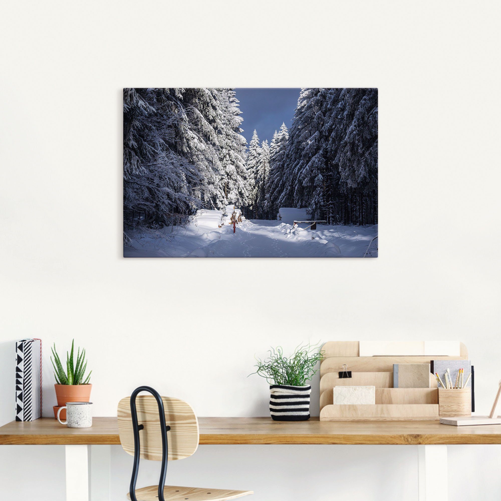 Artland Artprint op linnen Winter in het Thüringer Woud II