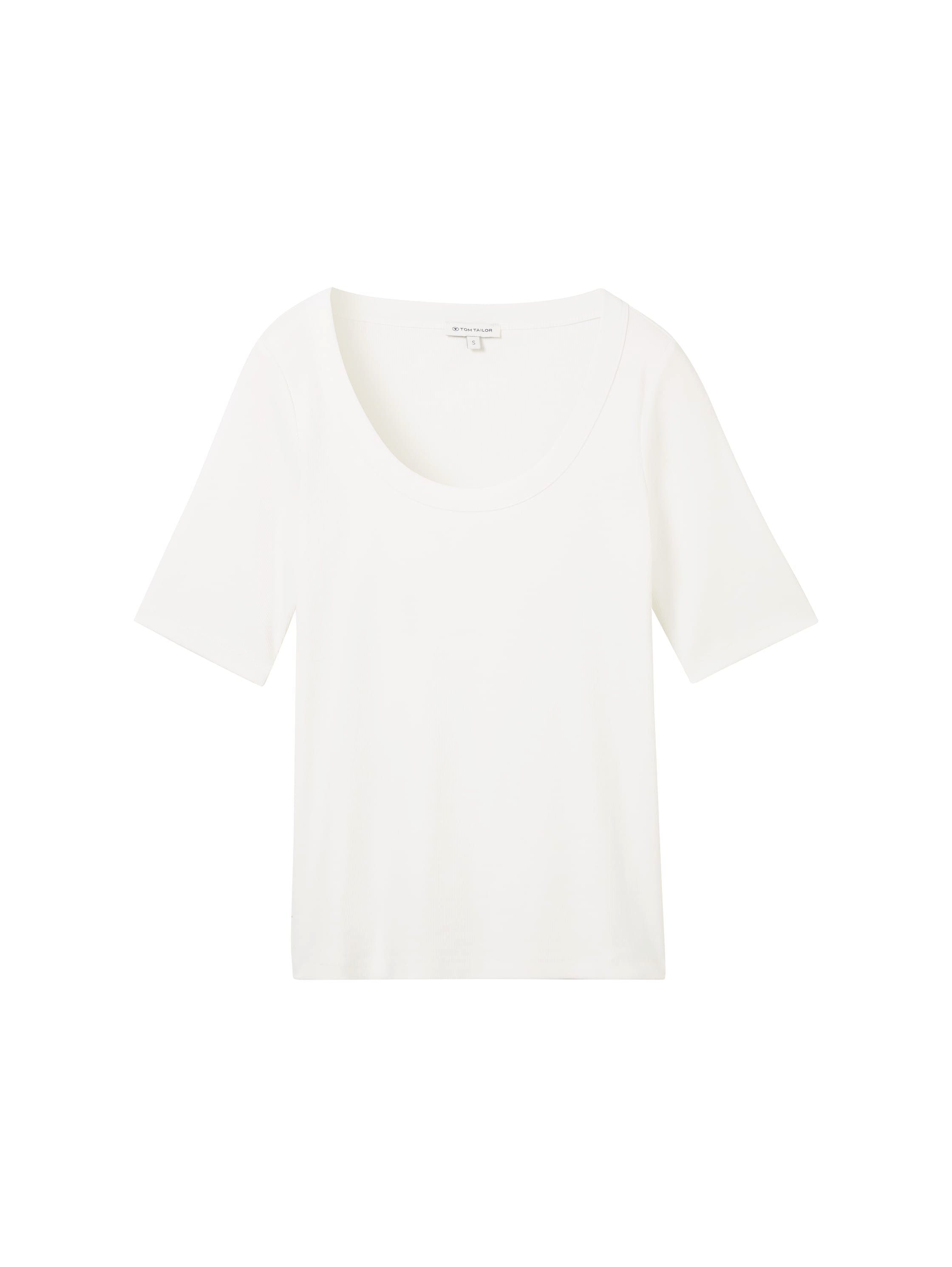 Tom Tailor Shirt met ronde hals met ribstructuur