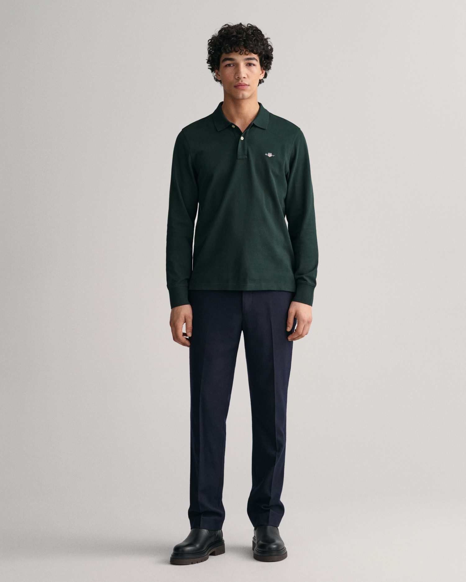 Gant Poloshirt REG SHIELD LS PIQUE RUGGER met logoborduursel op de borst