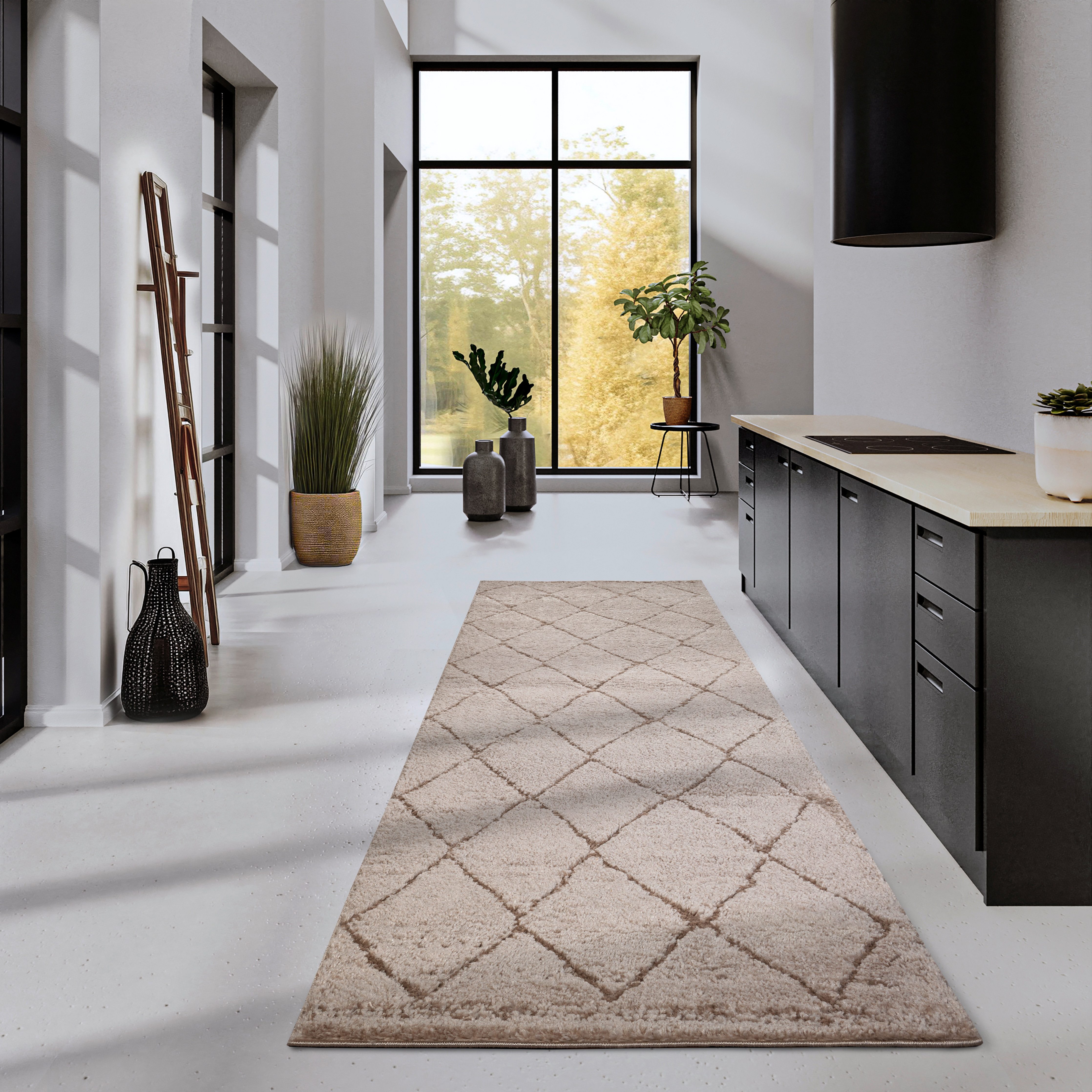 ELLE DECORATION Design-vloerkleed Perrotin Loper, shaggy, pluizig, zacht, hoogpolig, modern, hoog-laag effect