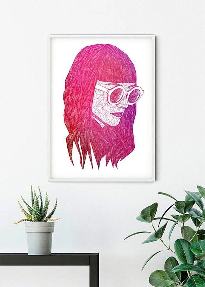 Komar Wanddecoratie Grid pink Wanddecoratie - zonder lijst (1 stuk)