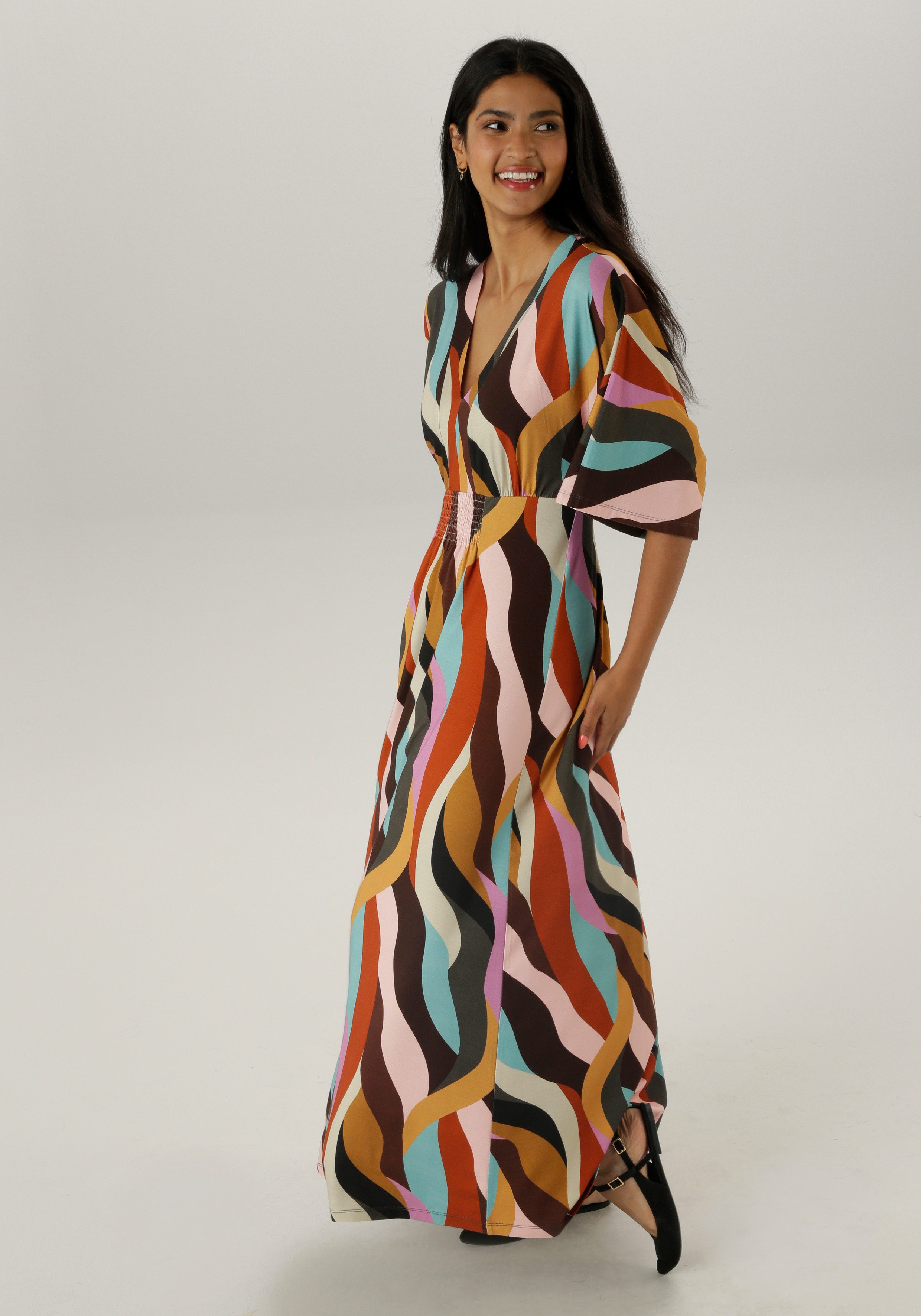 Aniston SELECTED Maxi-jurk met wijde 3/4-mouwen - nieuwe collectie