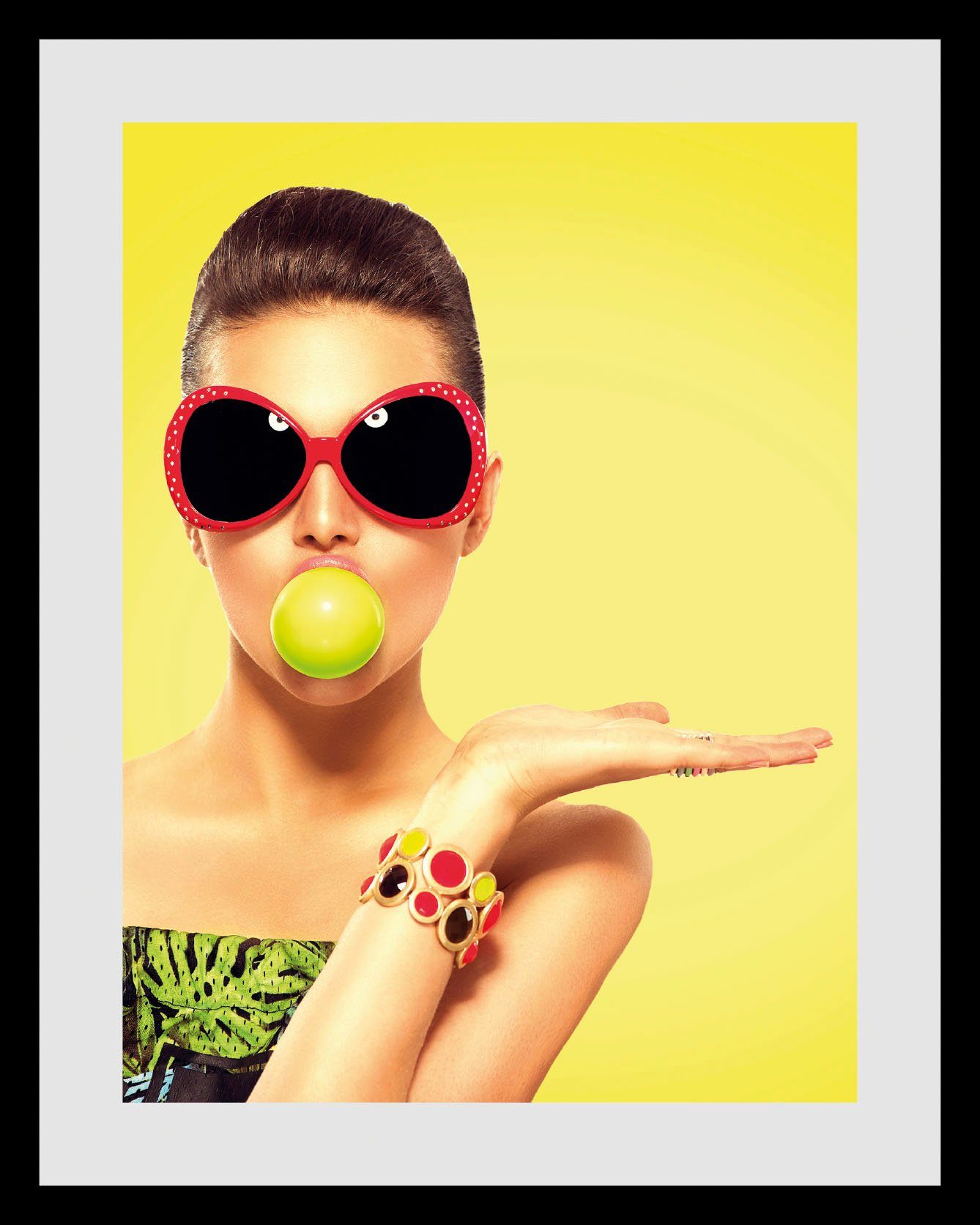 queence Wanddecoratie Citruspower HD premium posterdruk incl. houten lijst (1 stuk)