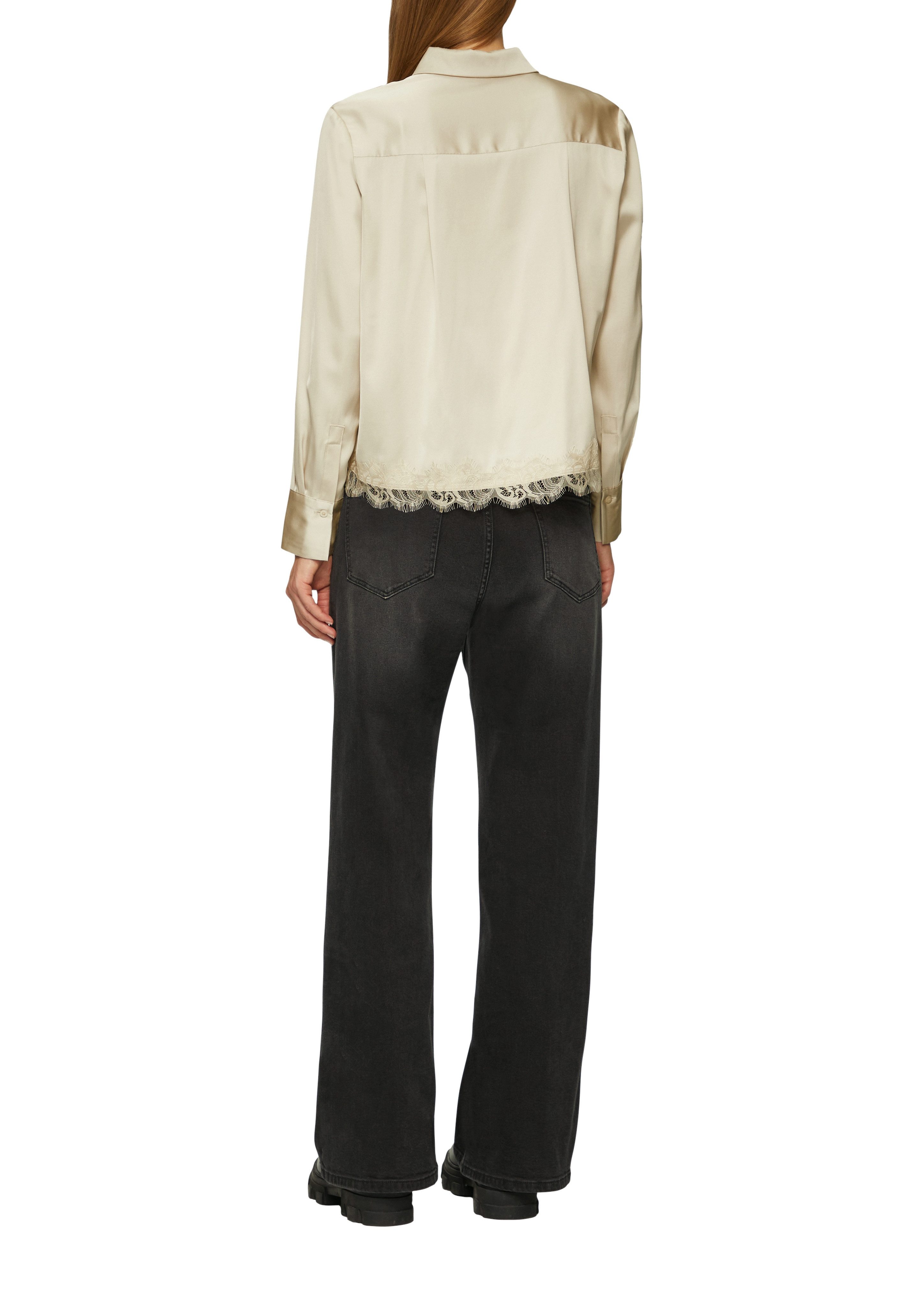 s.Oliver Blouse met lange mouwen met kant bij de zoom