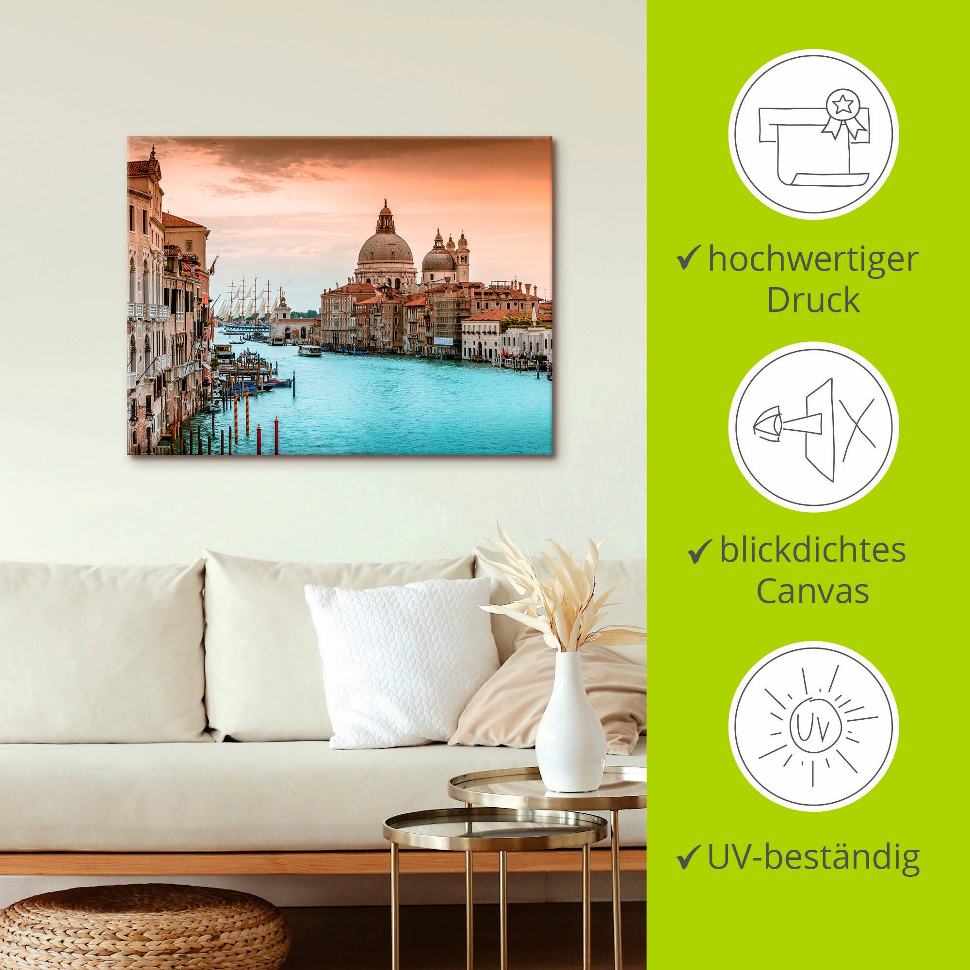 Artland Artprint Venetië Canal Grande I als artprint van aluminium, artprint voor buiten, artprint op linnen, poster, muursticker