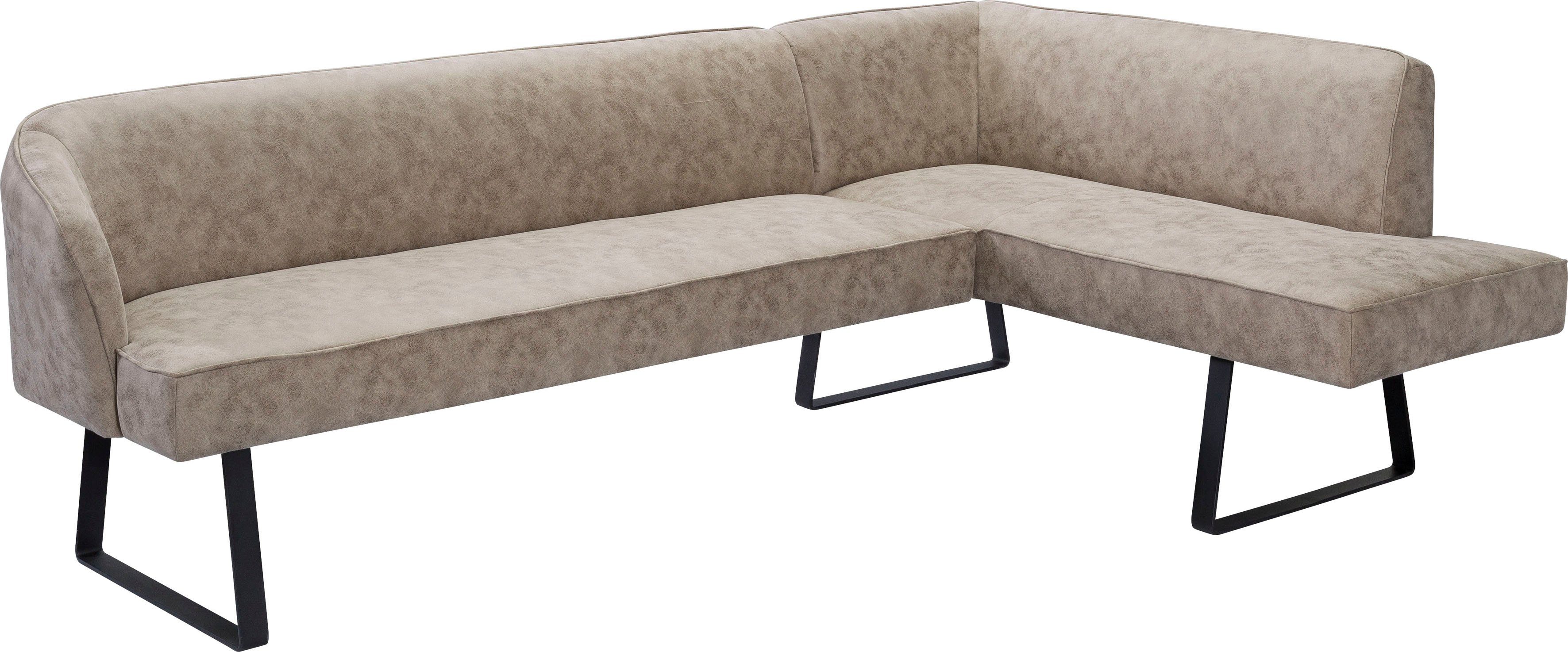 exxpo - sofa fashion Hoekbank Americano met opstaande naad en metalen poten, bekleding in verschillende kwaliteiten