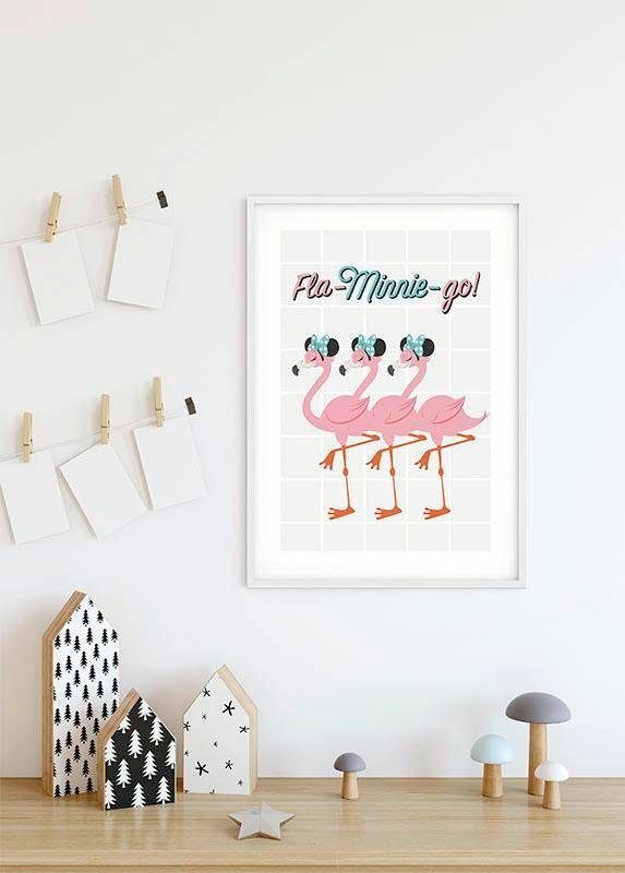 Komar Wanddecoratie Minnie Mouse Fla-Minnie-go Wanddecoratie voor de kinderkamer - zonder lijst (1 stuk)