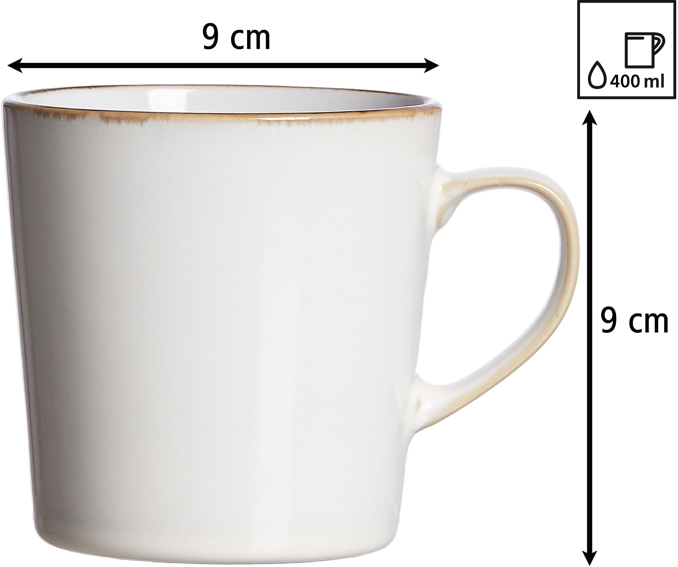 Ritzenhoff & Breker Combi-servies Serviesset, servies Visby, 16-delig, wit elk exemplaar is uniek, 16 delen, voor 4 personen (set, 16-delig)