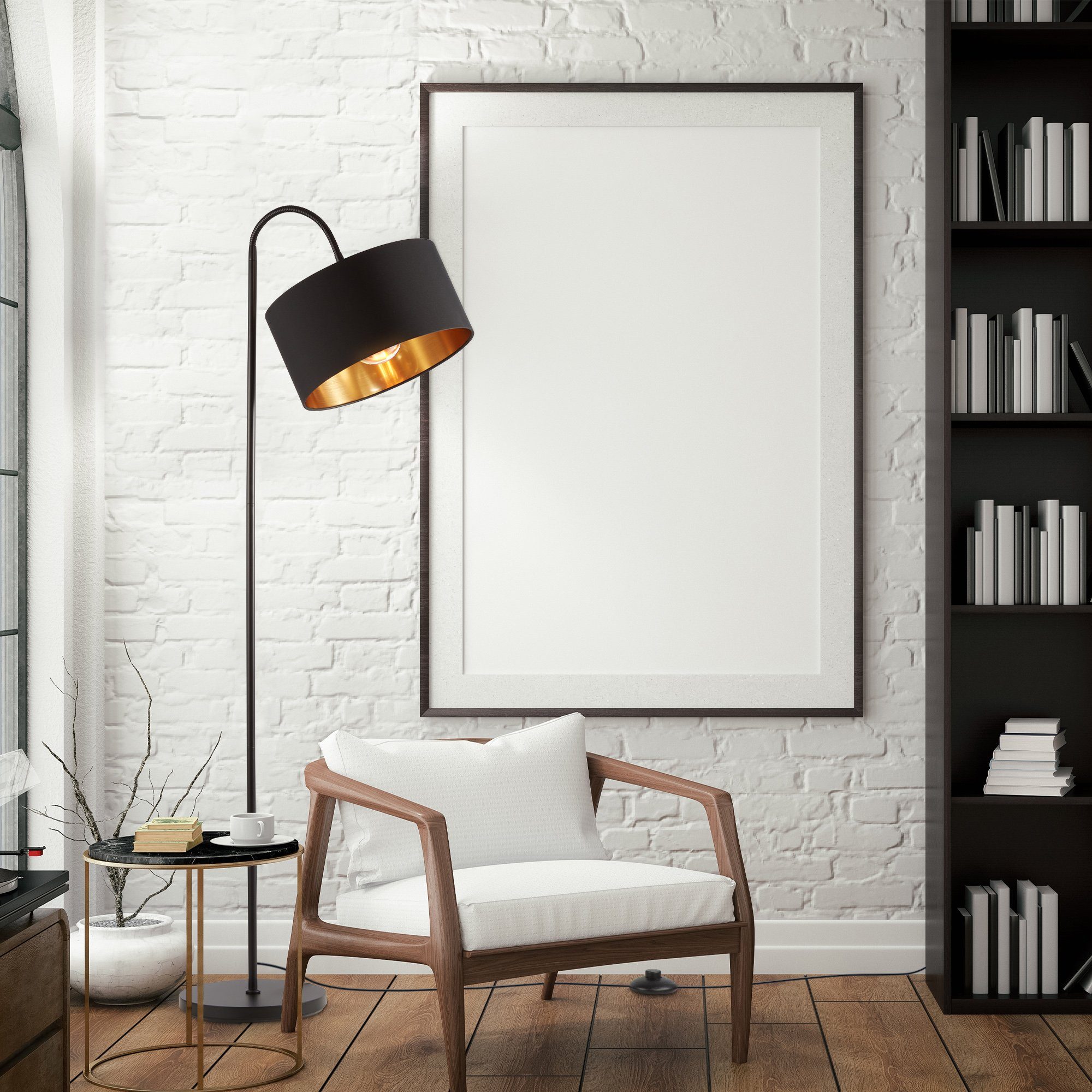 B.K.Licht Staande lamp BKL1419 Stehleuchte Vintage, mit Fußtaster, Lampenschirm aus Stoff