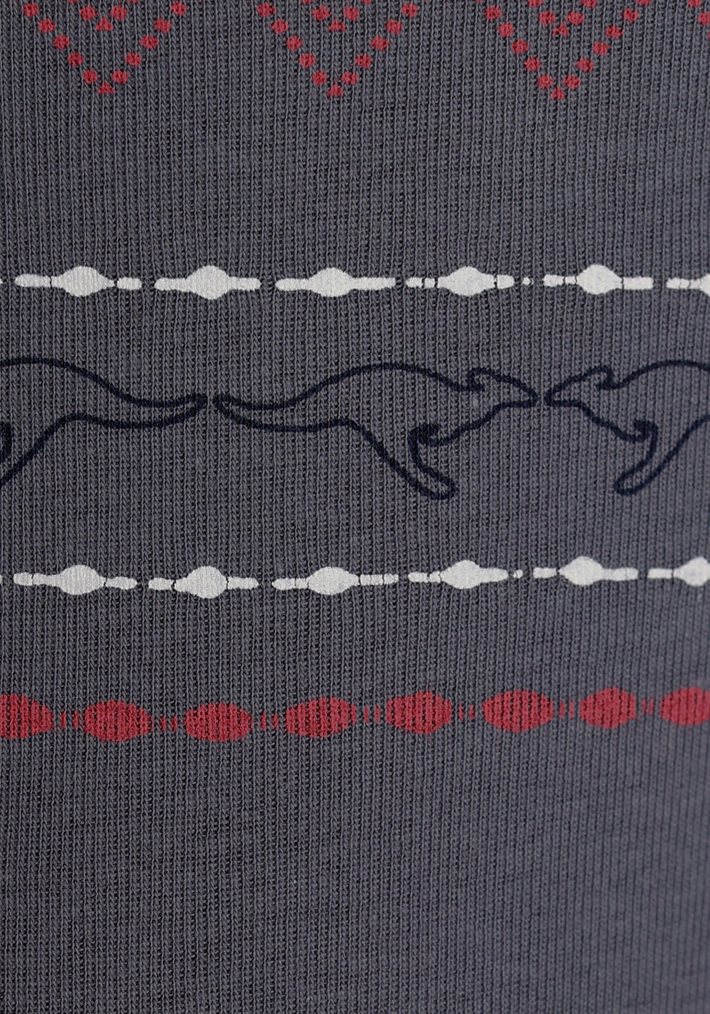 KangaROOS Shirt met lange mouwen zeer figuurvolgende pasvorm, met zigzagpatroon, van 100% katoen