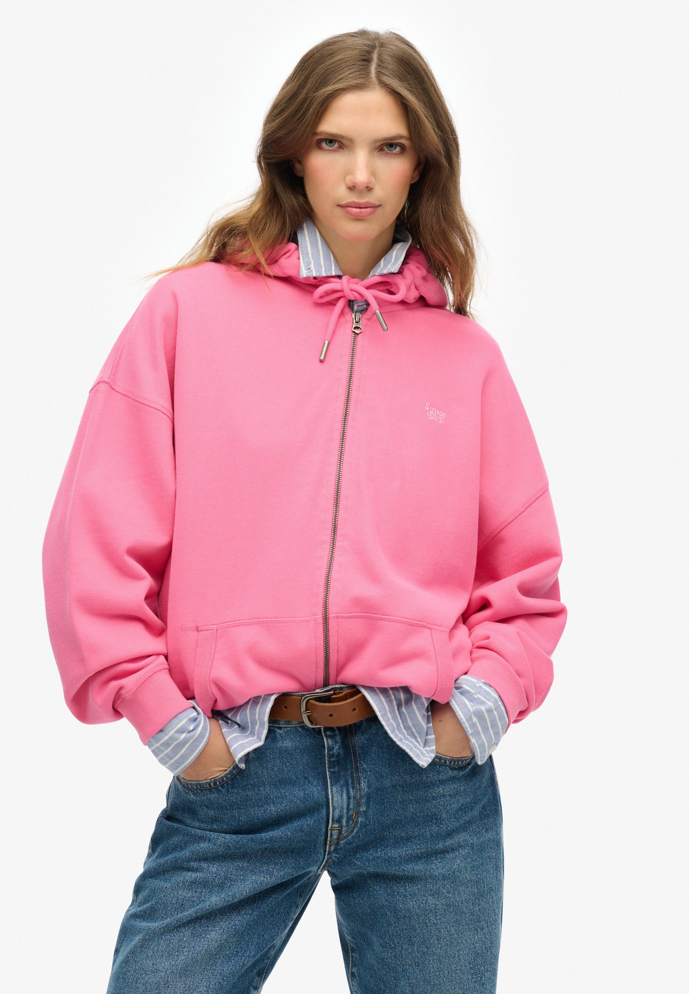 Superdry Capuchonsweatvest STUDIOS ZIP HOODIE dames sweatvesten maat XL roze