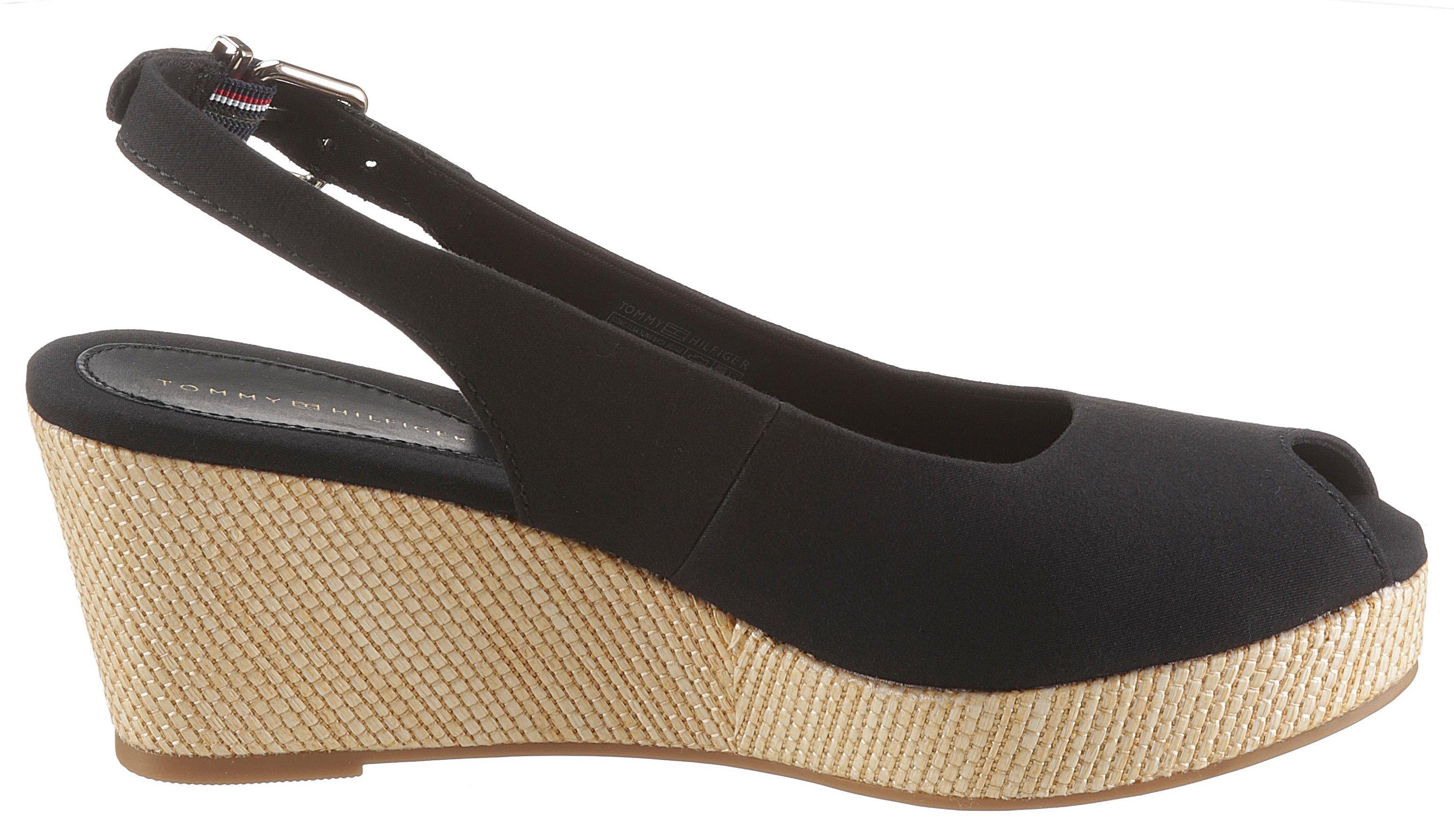 Tommy Hilfiger Sandaaltjes ICONIC ELBA SLING BACK WEDGE zomerschoen, sandaal, sleehak, met jute...