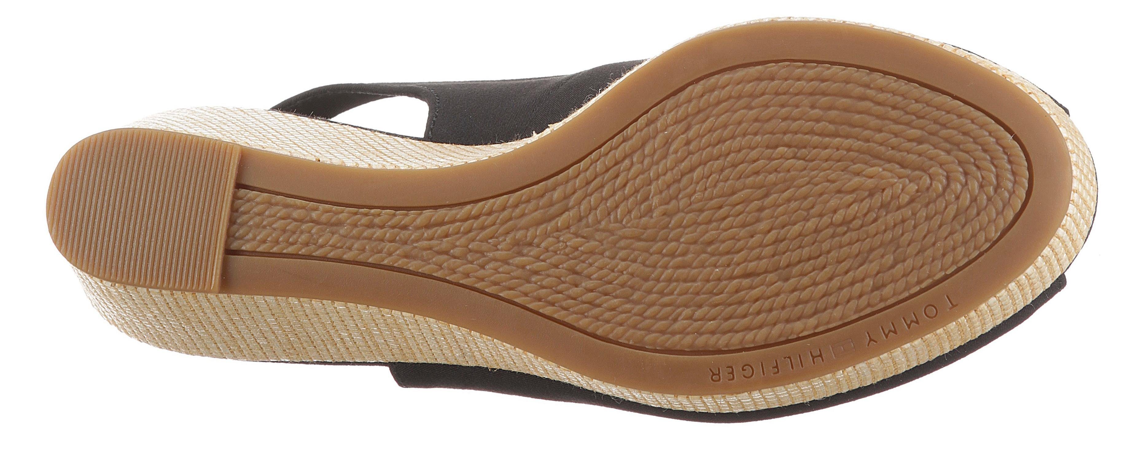 Tommy Hilfiger Sandaaltjes ICONIC ELBA SLING BACK WEDGE zomerschoen, sandaal, sleehak, met jute bekleding