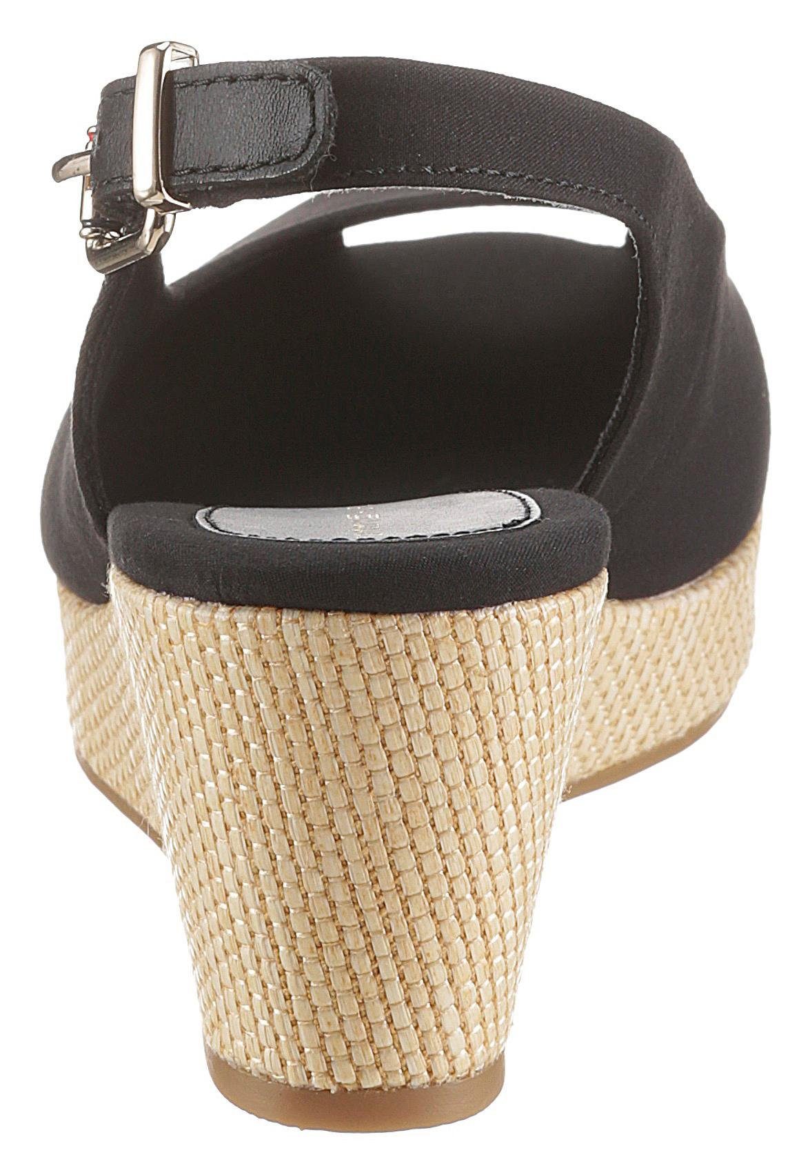 Tommy Hilfiger Sandaaltjes ICONIC ELBA SLING BACK WEDGE zomerschoen, sandaal, sleehak, met jute bekleding