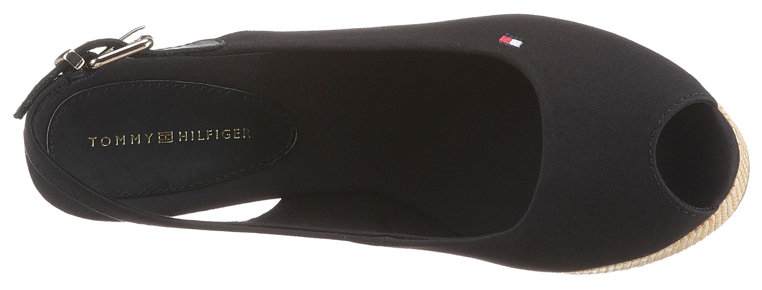 Tommy Hilfiger Sandaaltjes ICONIC ELBA SLING BACK WEDGE zomerschoen, sandaal, sleehak, met jute bekleding