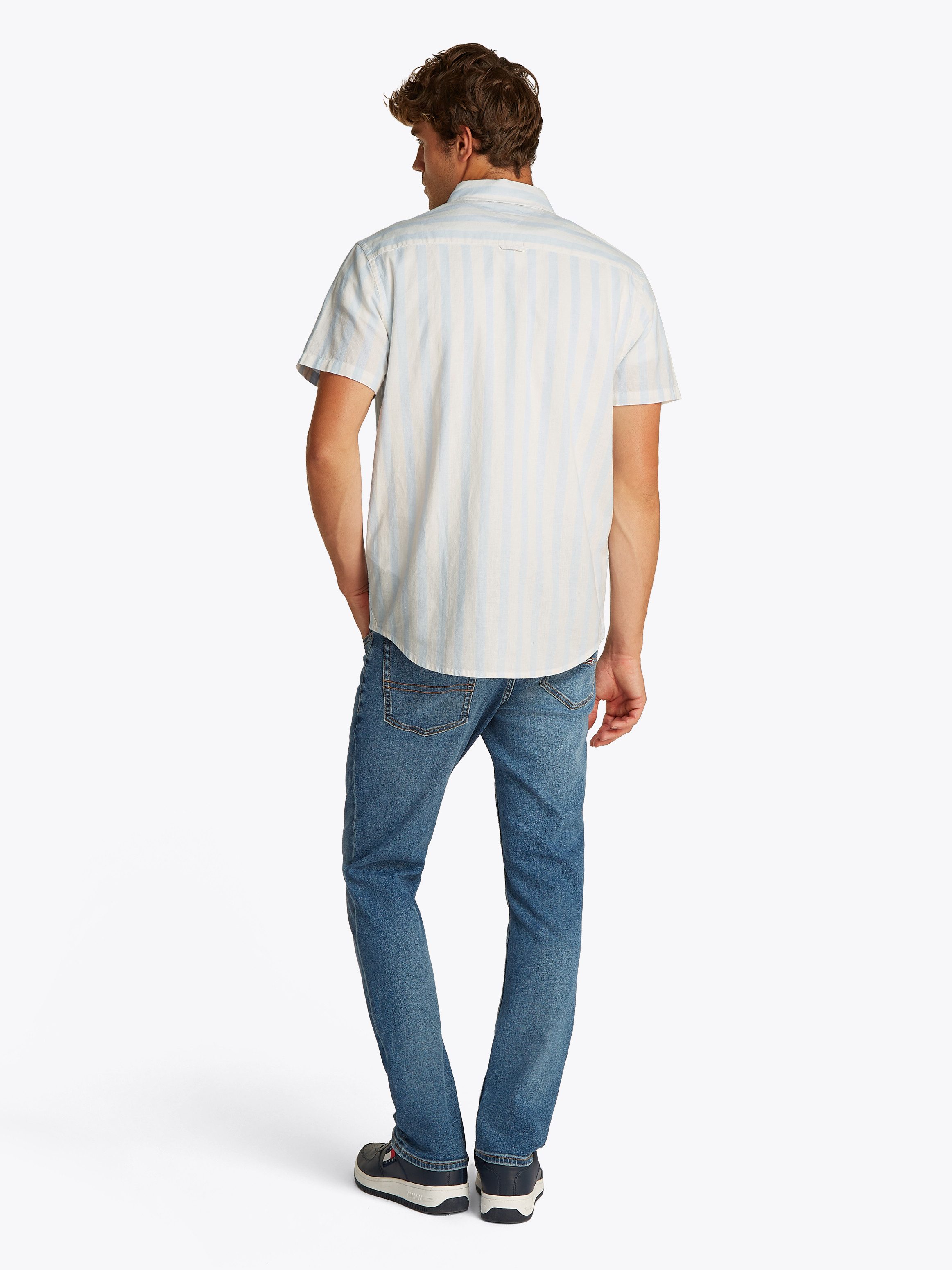 TOMMY JEANS Overhemd met korte mouwen TJM REG LINEN BLEND STP SS SHIRT