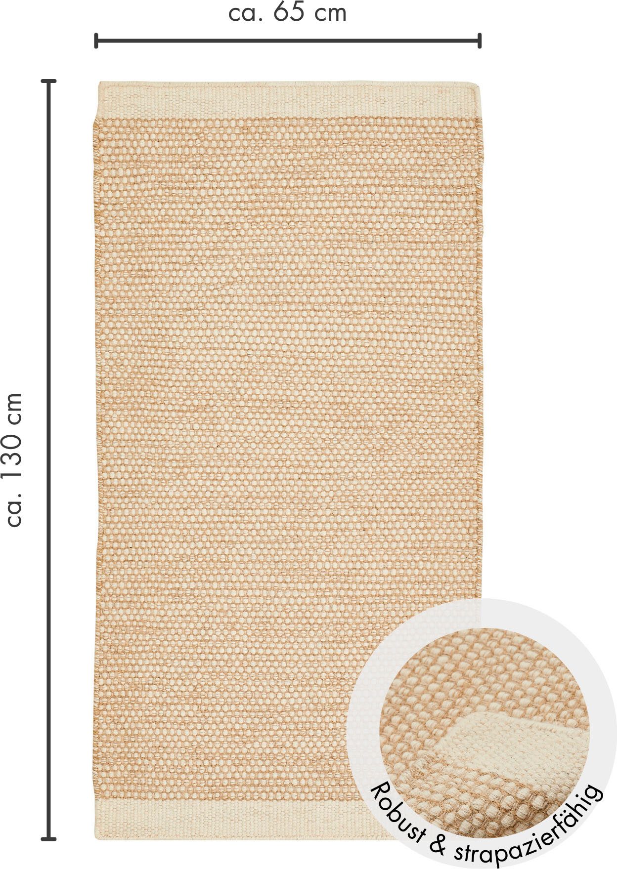 LUXOR living Wollen kleed Visby Handgeweven vloerkleed, platweefsel, met de hand geweven, zuivere wol