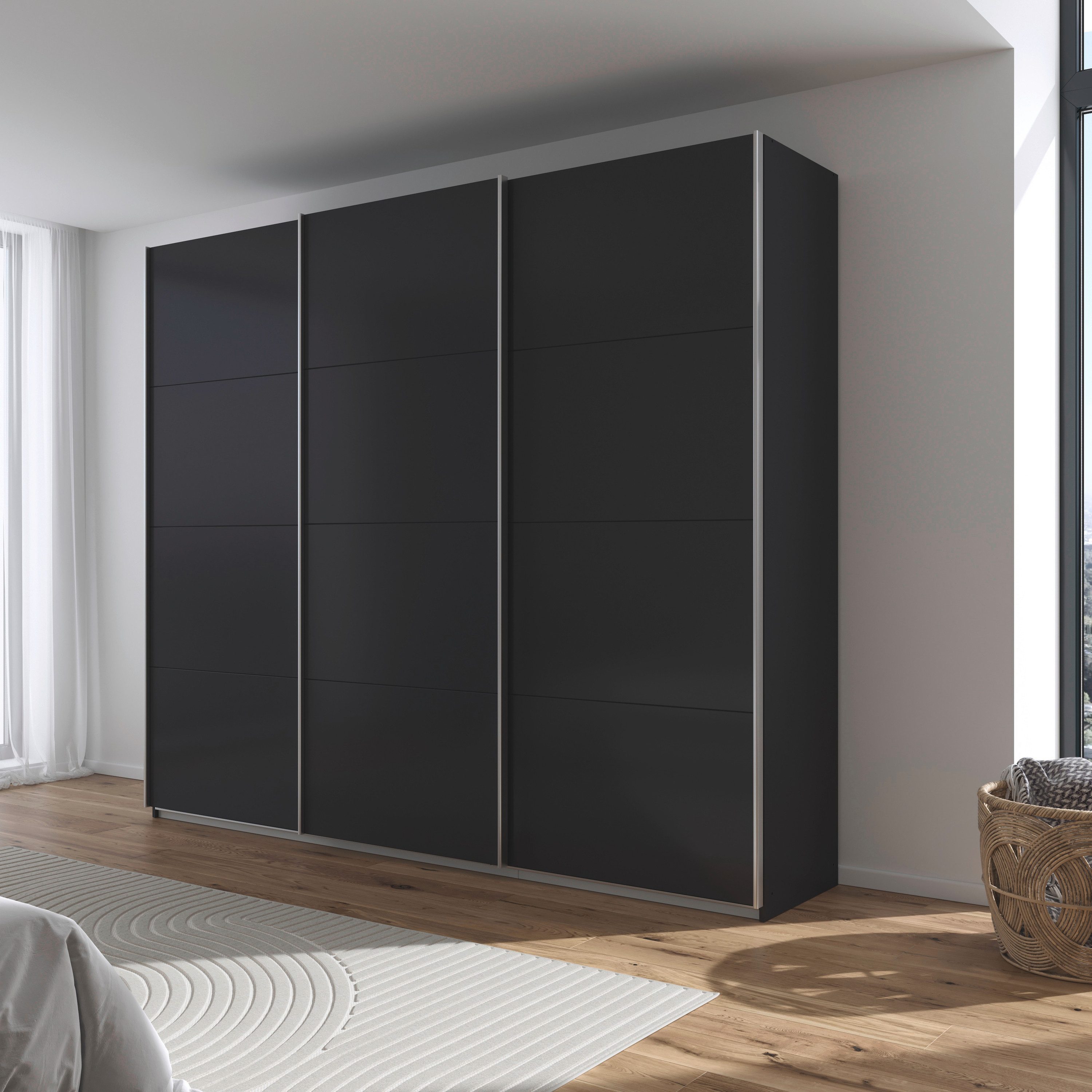 rauch Schuifdeurkast Kledingkast kast garderobe AGORDO met decor- of hoogglansfront doordachte binnenuitrusting, in 4 breedtes en 2 hoogtes made in germany