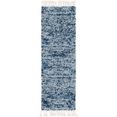 myflair moebel  accessoires hoogpolige loper top shag tapijtloper, geweven, gemêleerde look, zacht  behaaglijk, met franje, ideaal in de hal  slaapkamer blauw