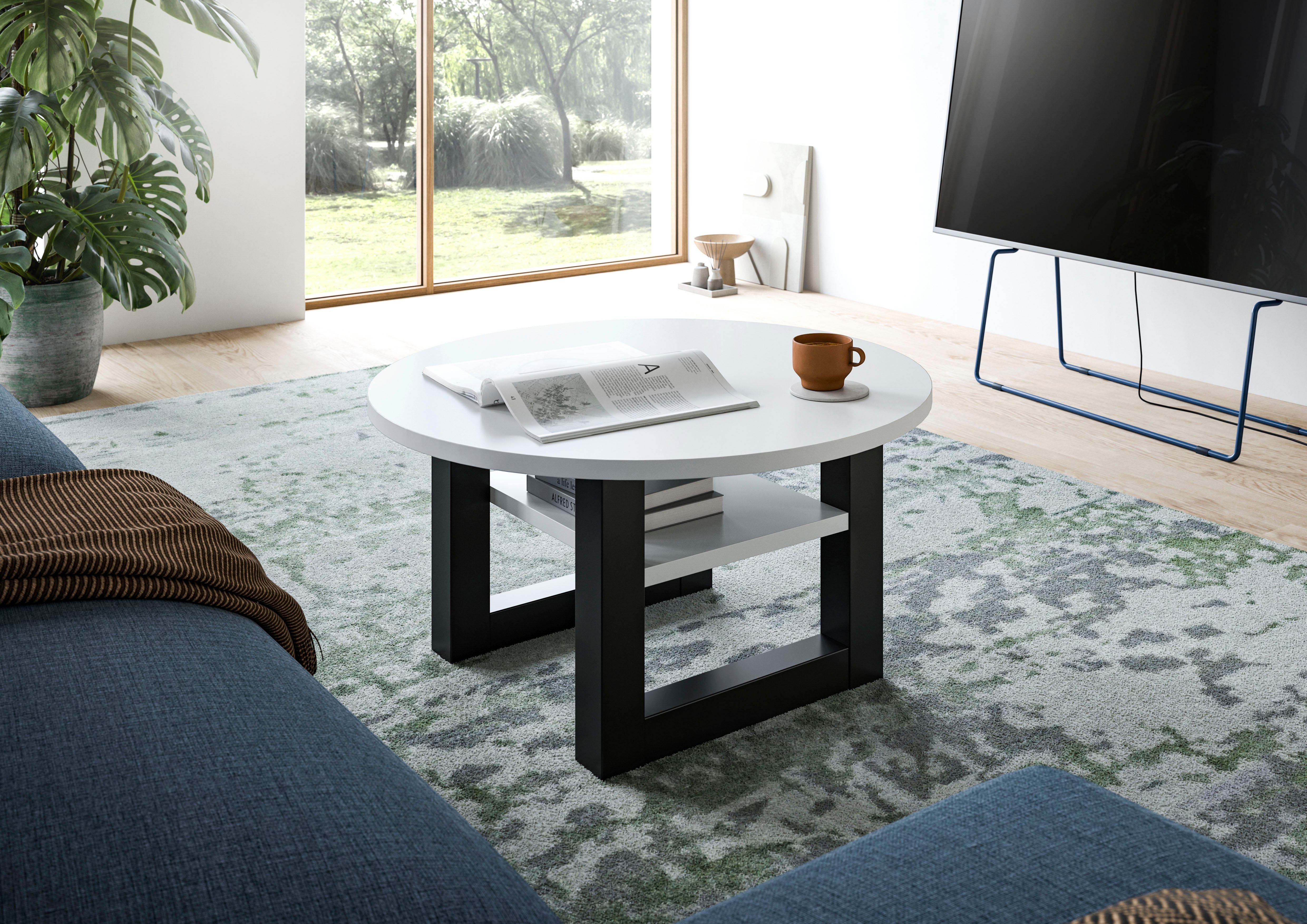 INOSIGN Salontafel Rail, Ø 75 cm, met onderblad, inclusief sledeframe