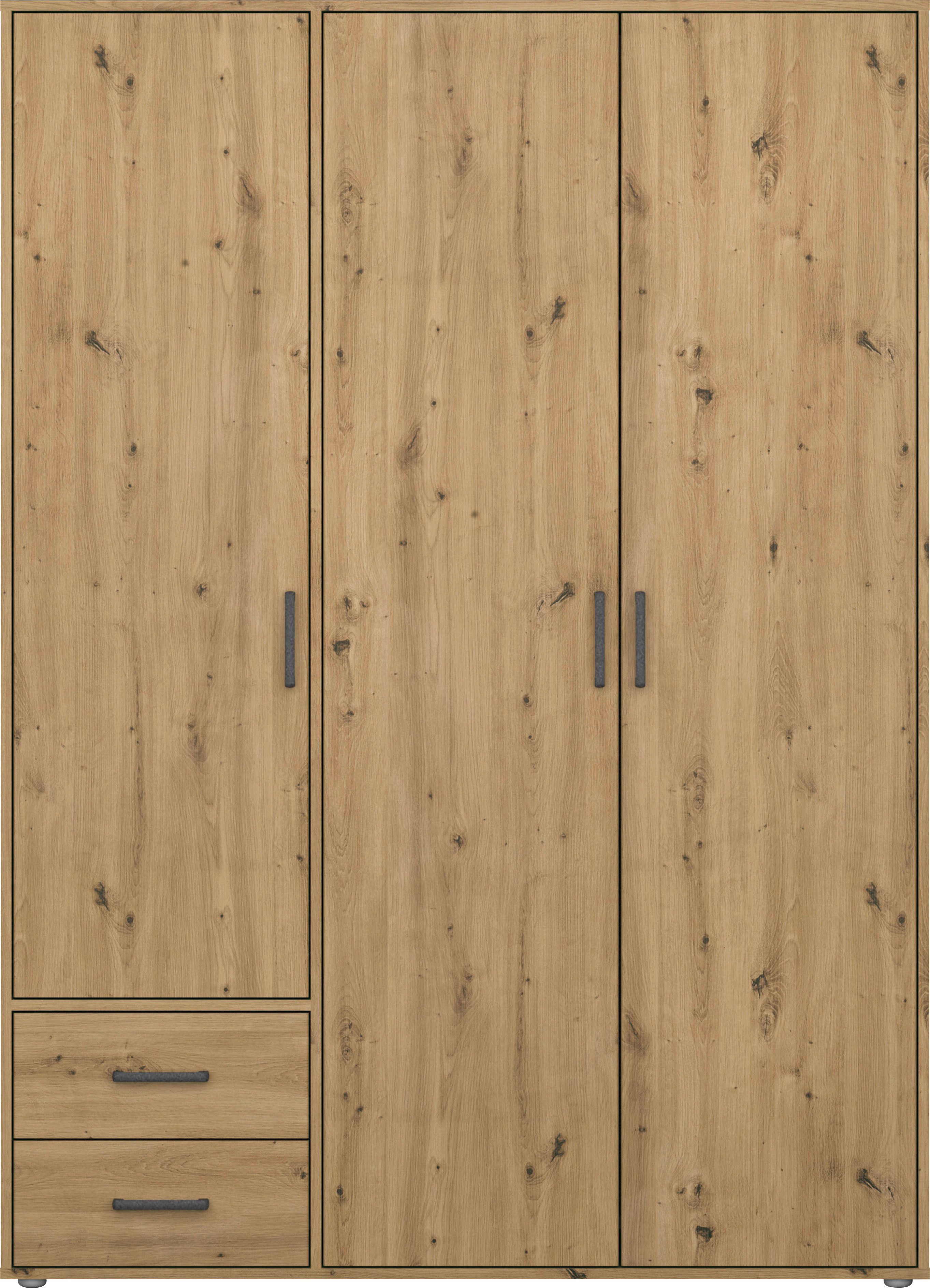 rauch Draaideurkast Kledingkast kast garderobe linnenkast VOYAGER moderne grepen in grijs metallic met buitenlades made in germany