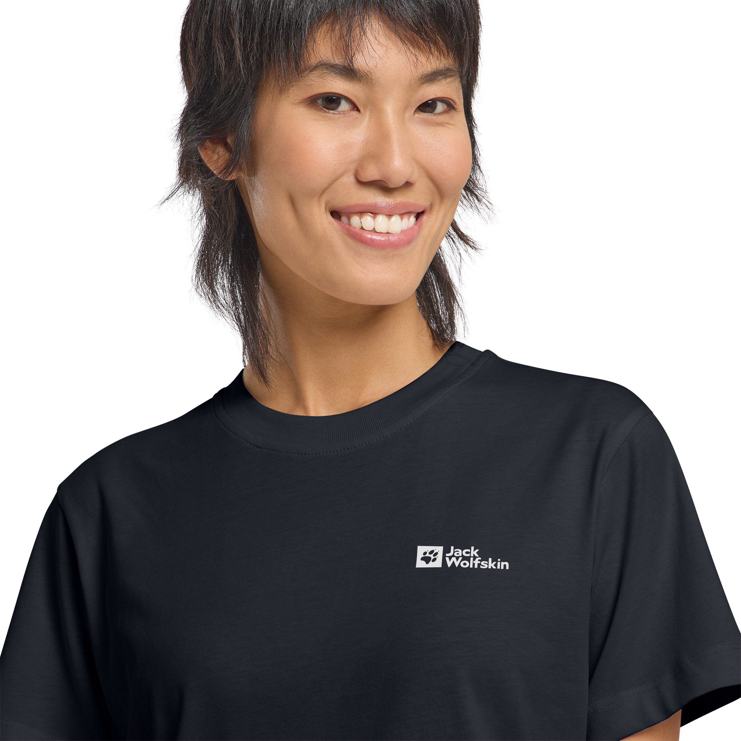 Jack Wolfskin T-shirt ESSENTIAL T W zacht, klassiek t-shirt van ademende bio-katoen