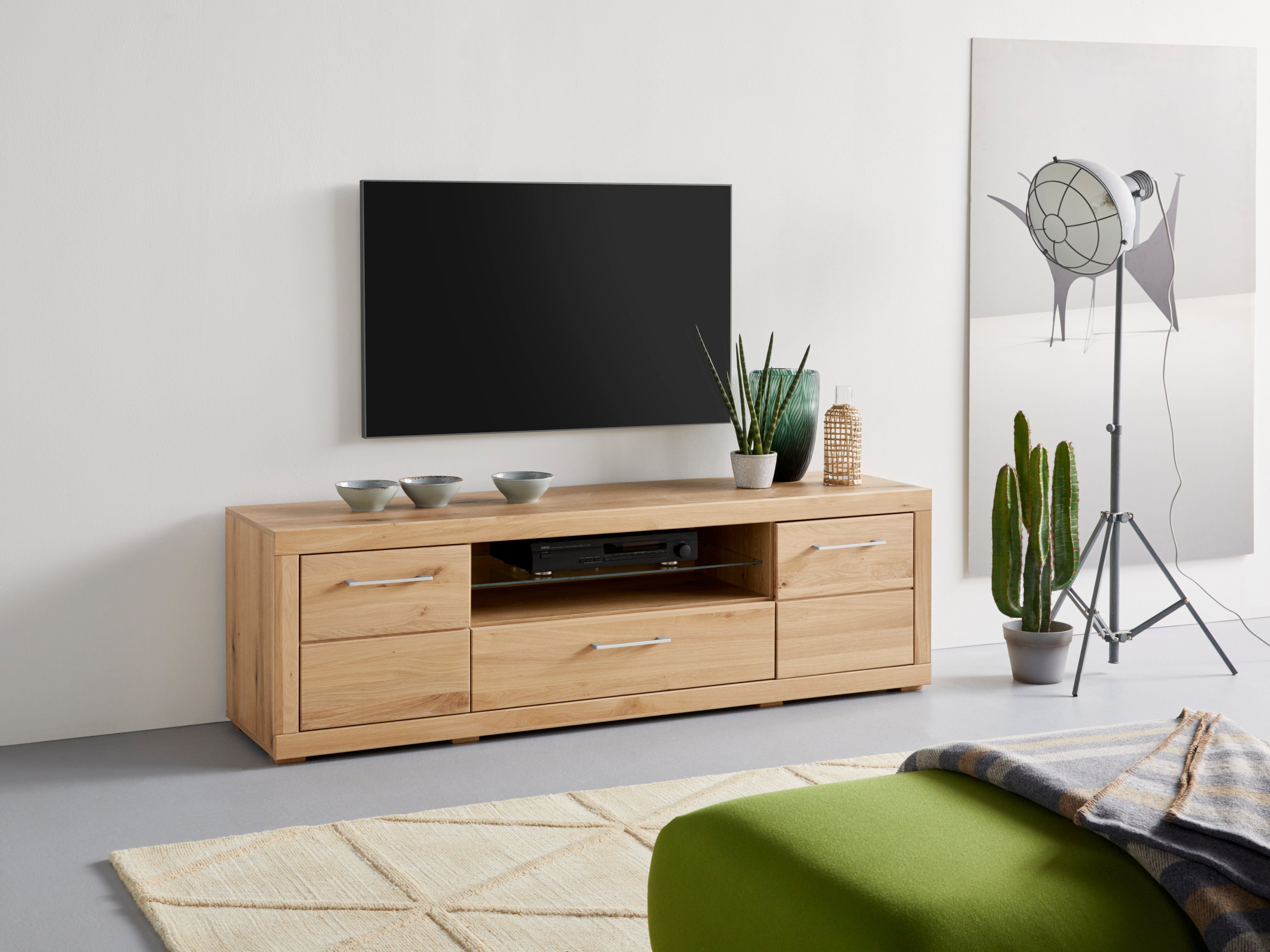 VOGL Möbelfabrik Tv-meubel 1237 Massief houten front, breedte ca. 171 cm, met soft-close functie lowboards beige