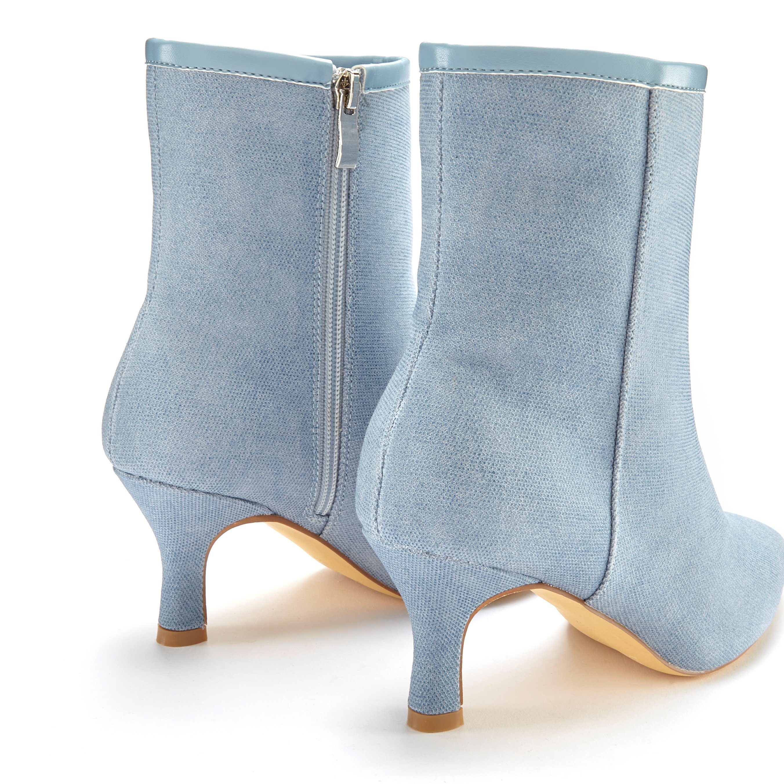 Lascana Laarsjes High-heel enkellaars in denim-look VEGAN