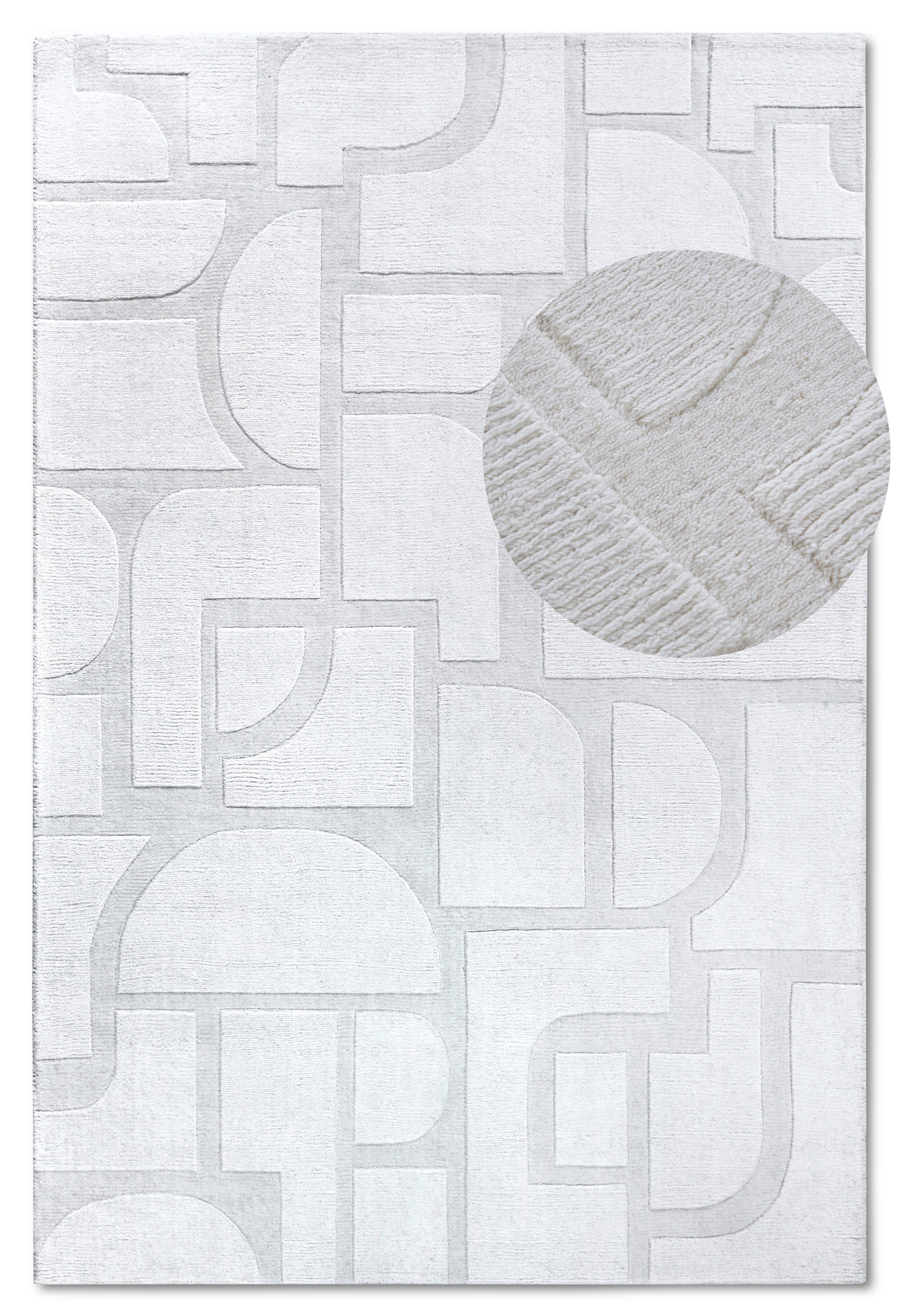 Villeroy & Boch Wollen kleed Alexis Handgeweven, wol, natuur, woonkamer, geometrie, boho, design