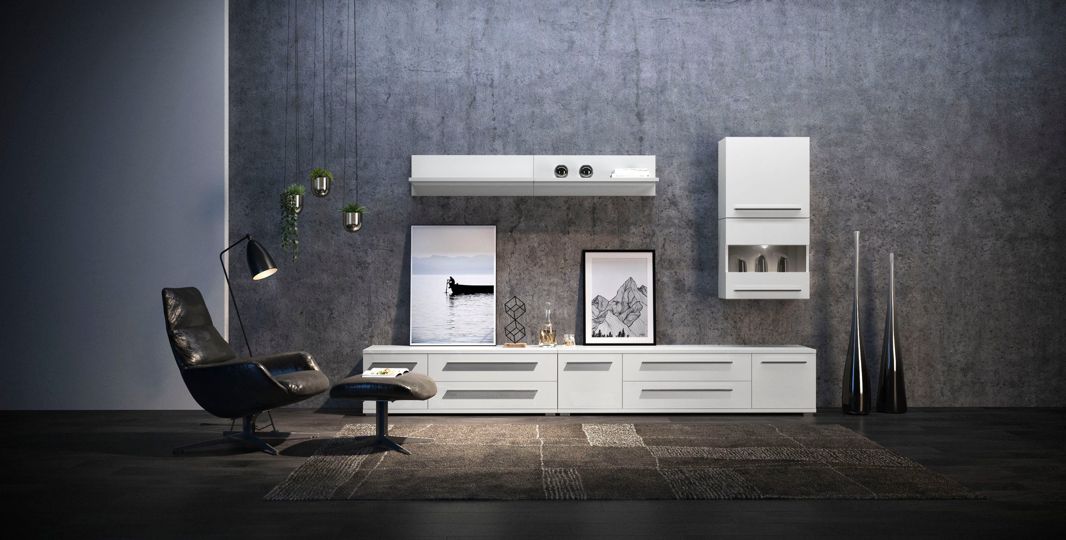 Places of Style Tv-meubel Piano TV-kast in breedte 165 of 180 cm met soft-close functie Hoogglans UV-gelakt, Br 180 cm met verschillende deur- en ladeafmetingen